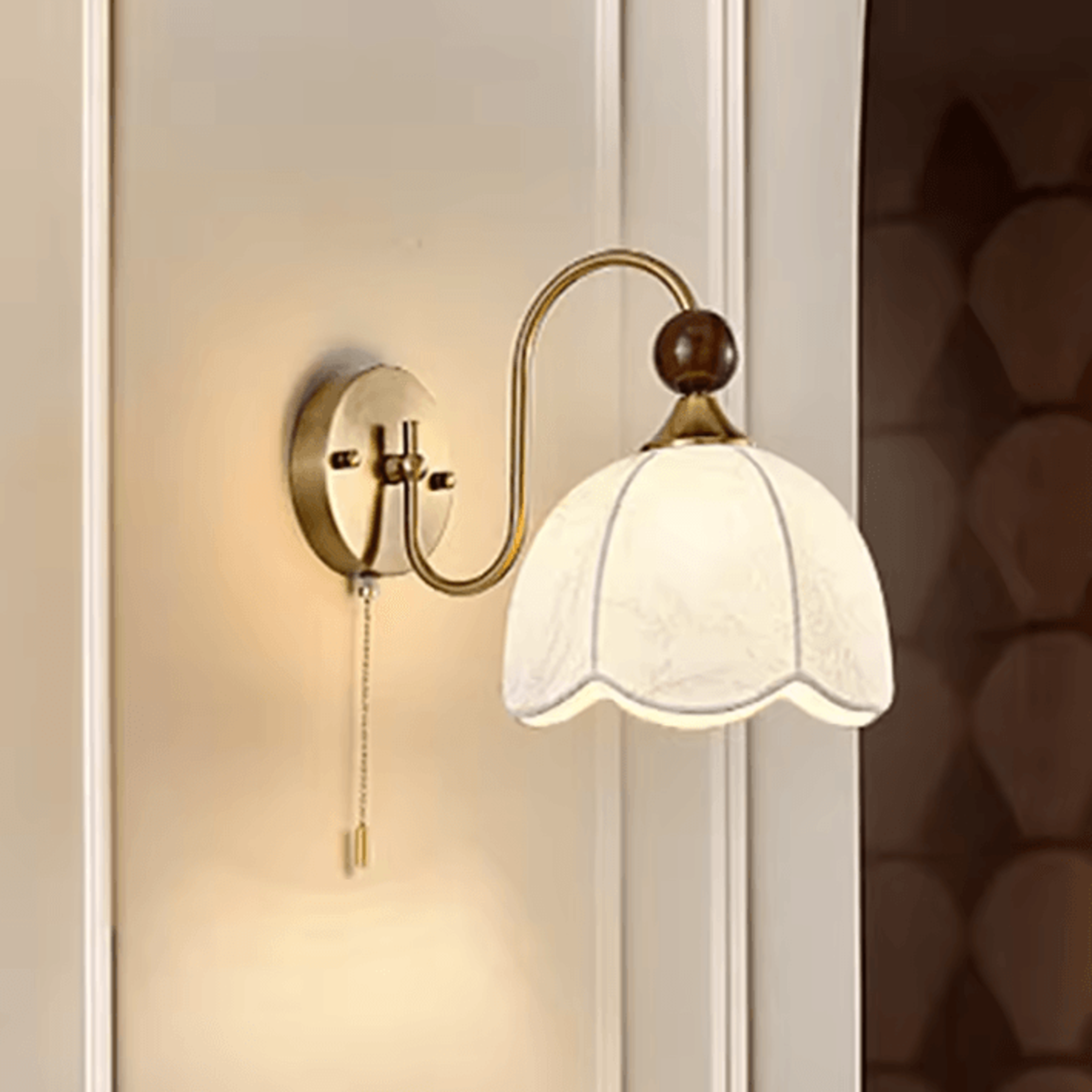 french style fabric shade bedside wall lamp