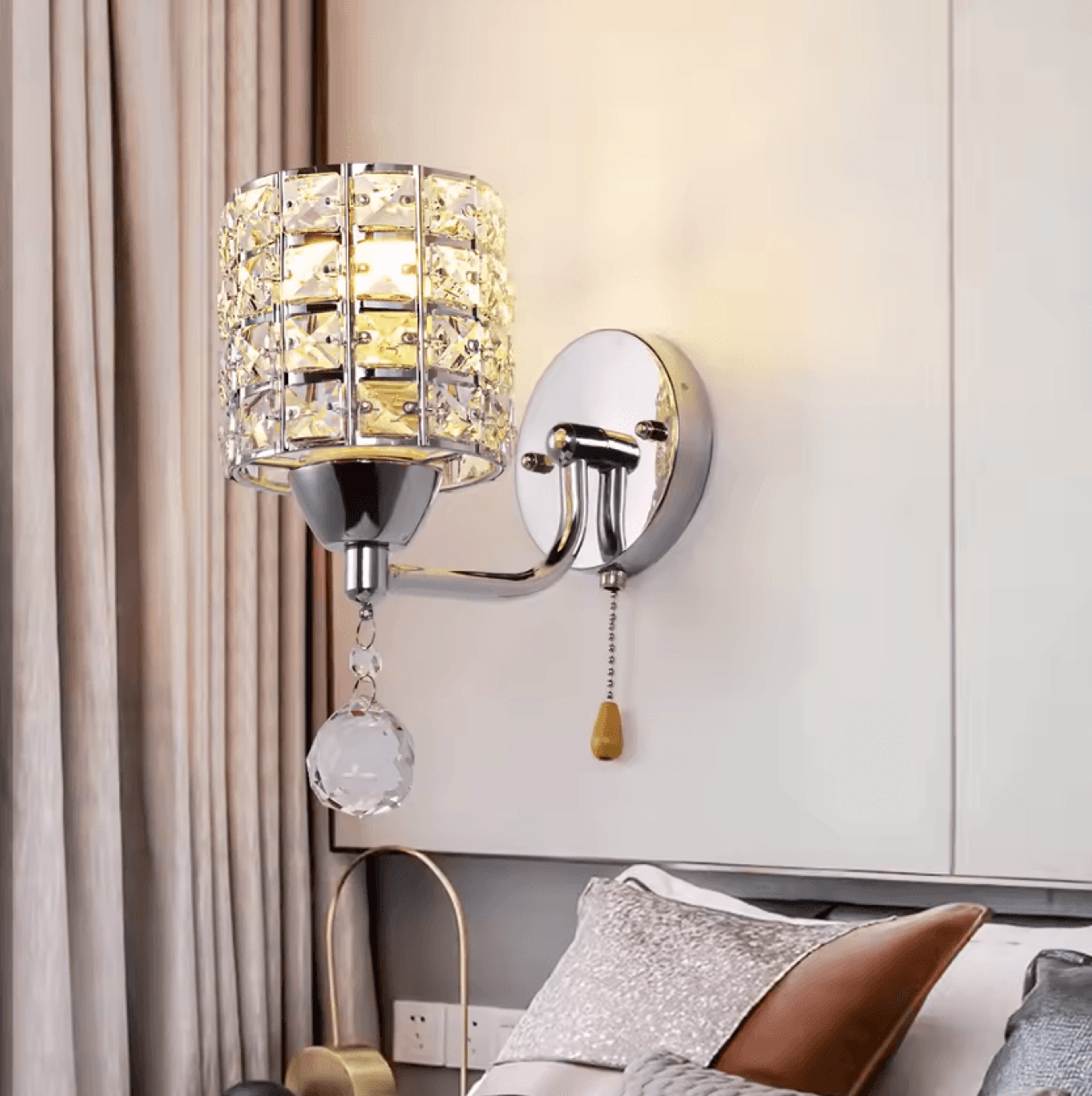 nordic k9 crystal wall lamp with switch