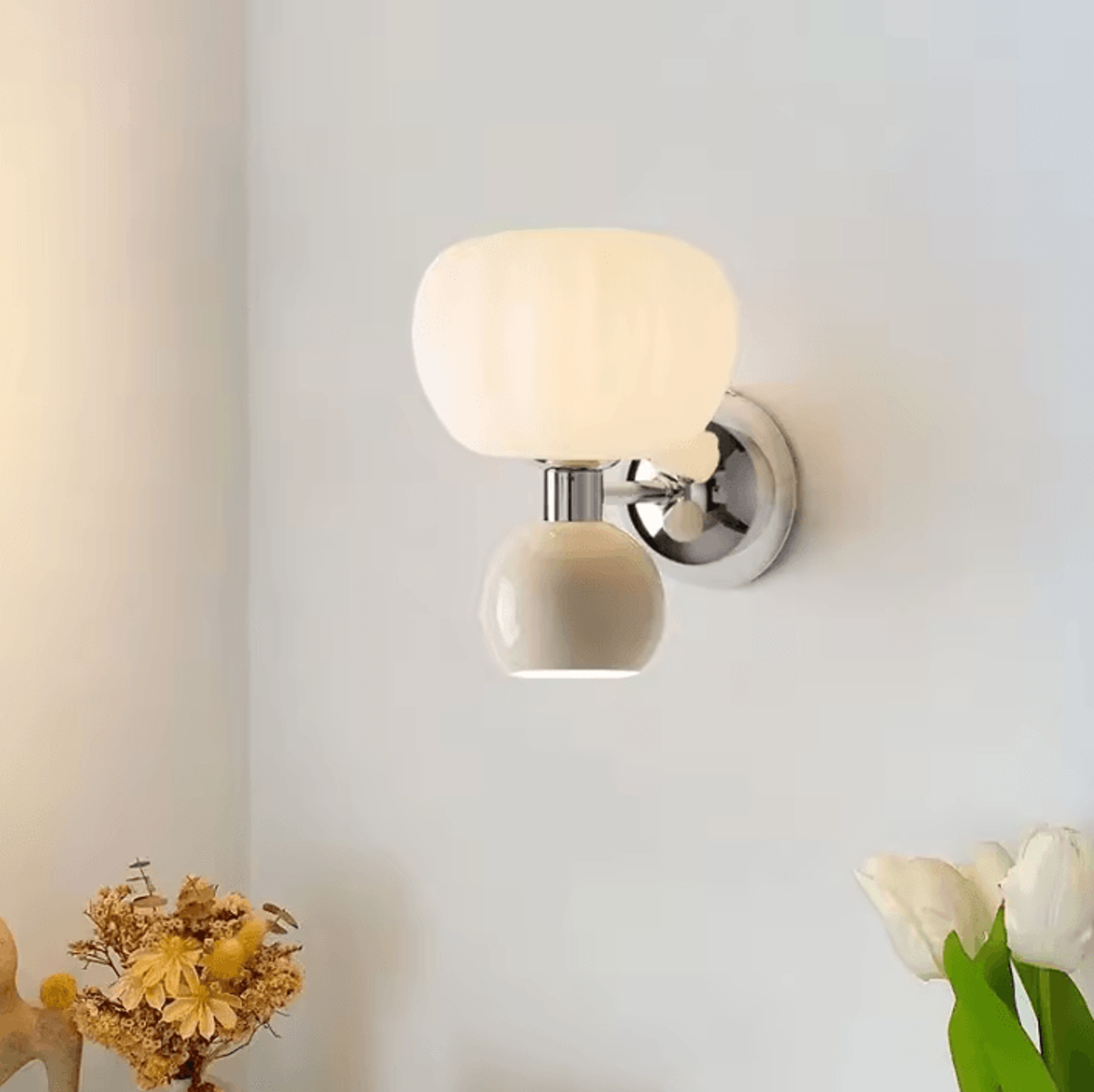 cream style double head wall lamp