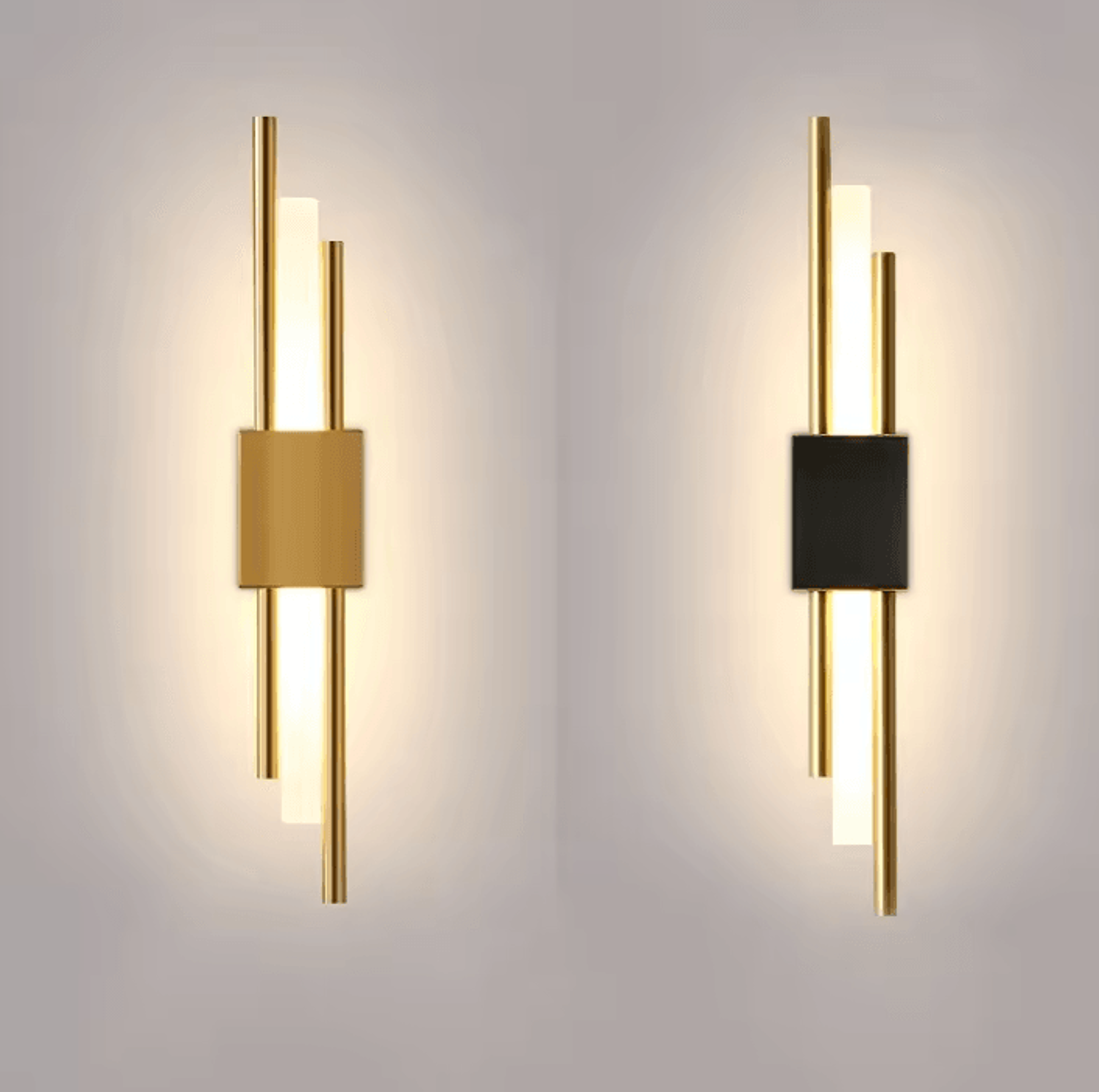 modern black and brass led wall sconce