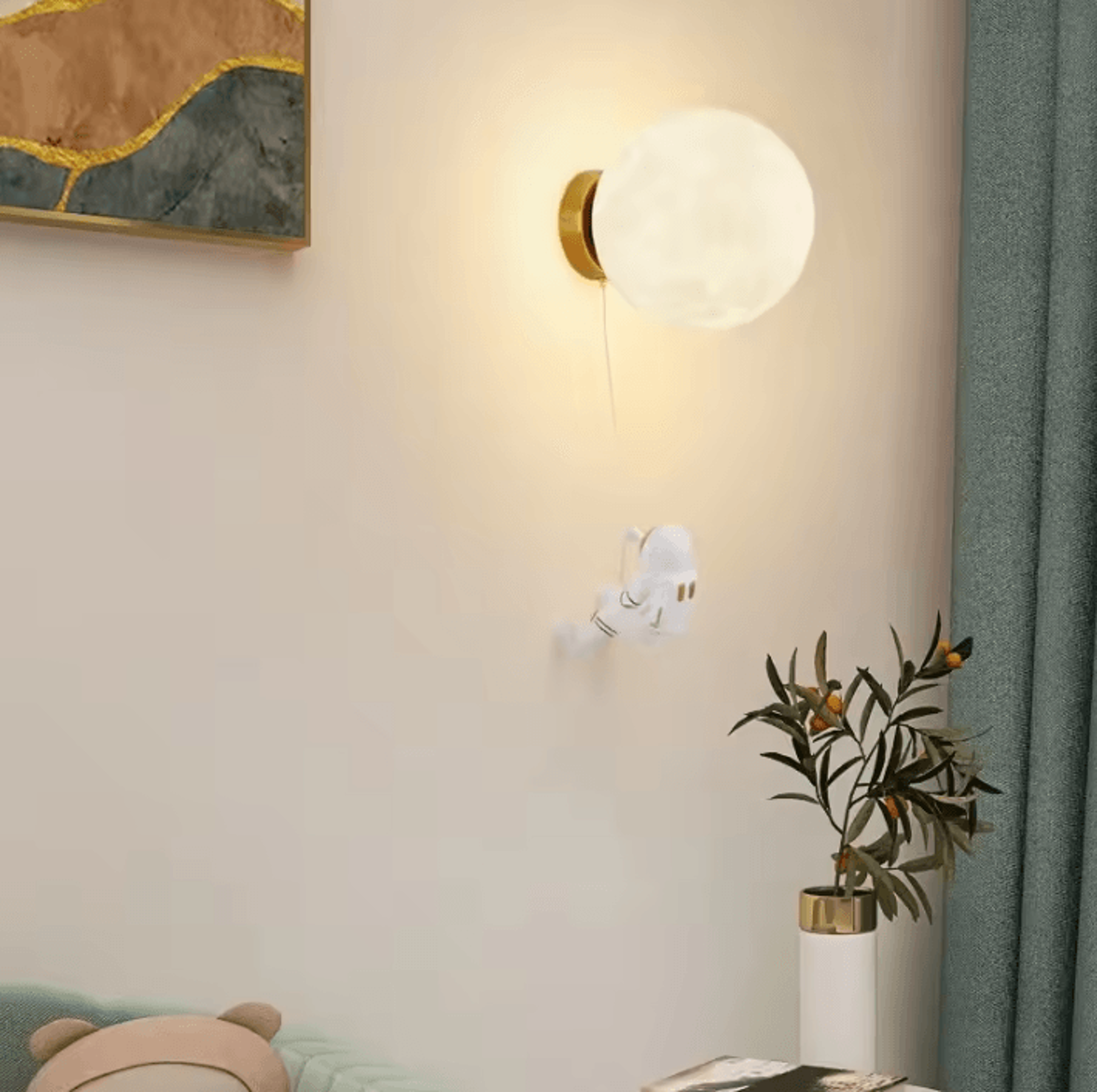 astronaut climbing moon 3d printed wall lamp