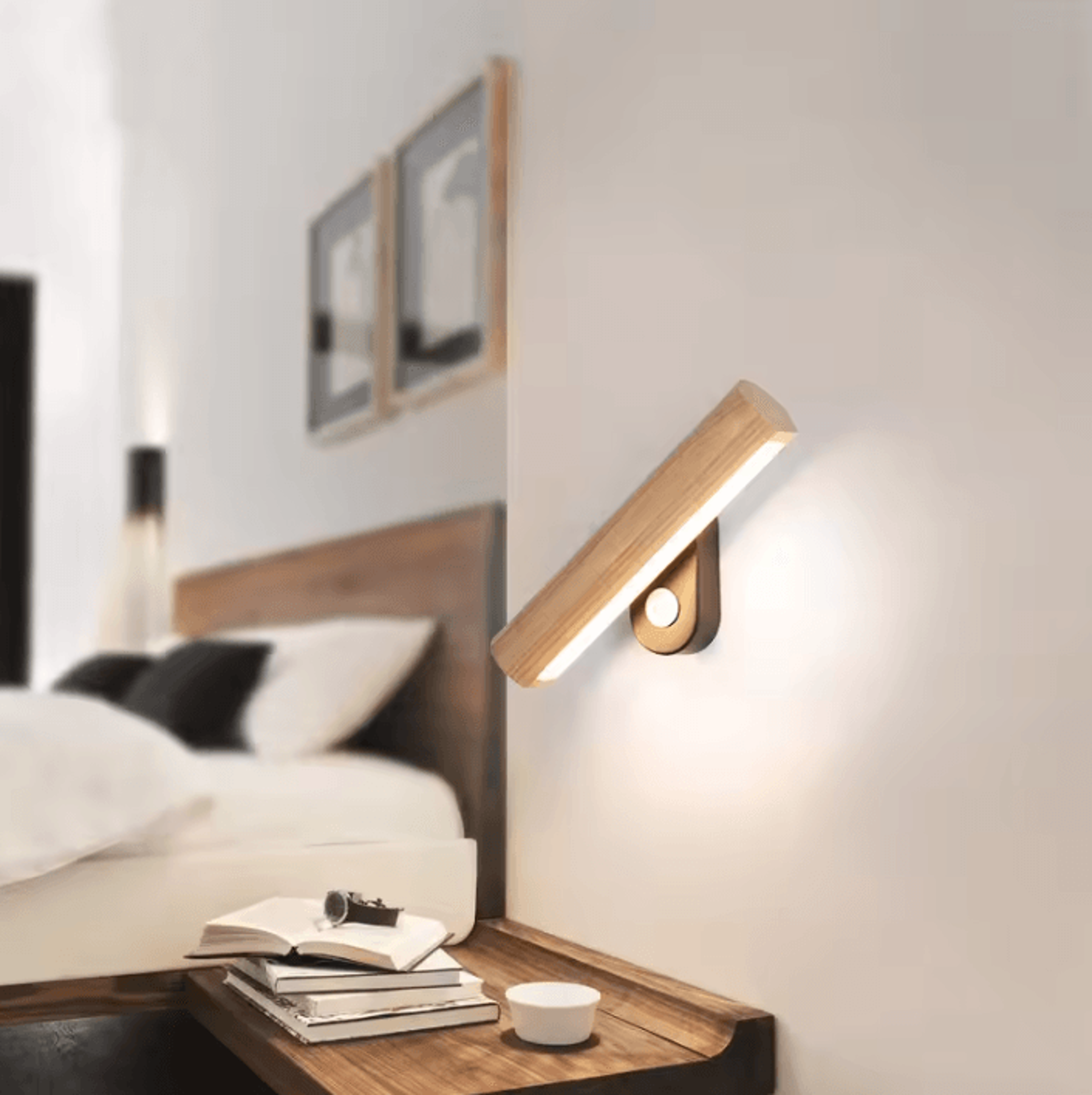 nordic wooden adjustable led reading wall lamp