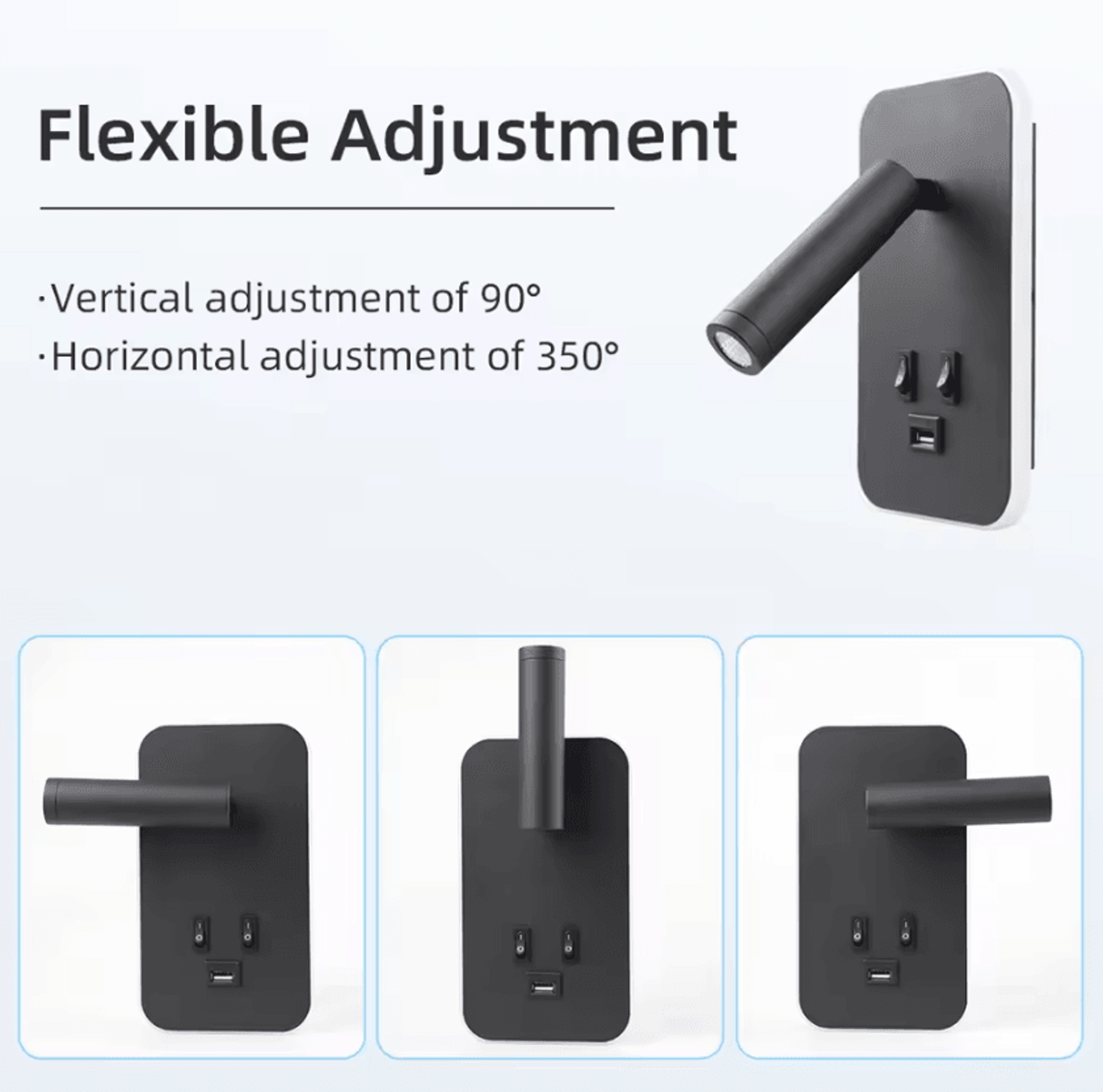13w rotatable led bedside reading wall lamp with usb