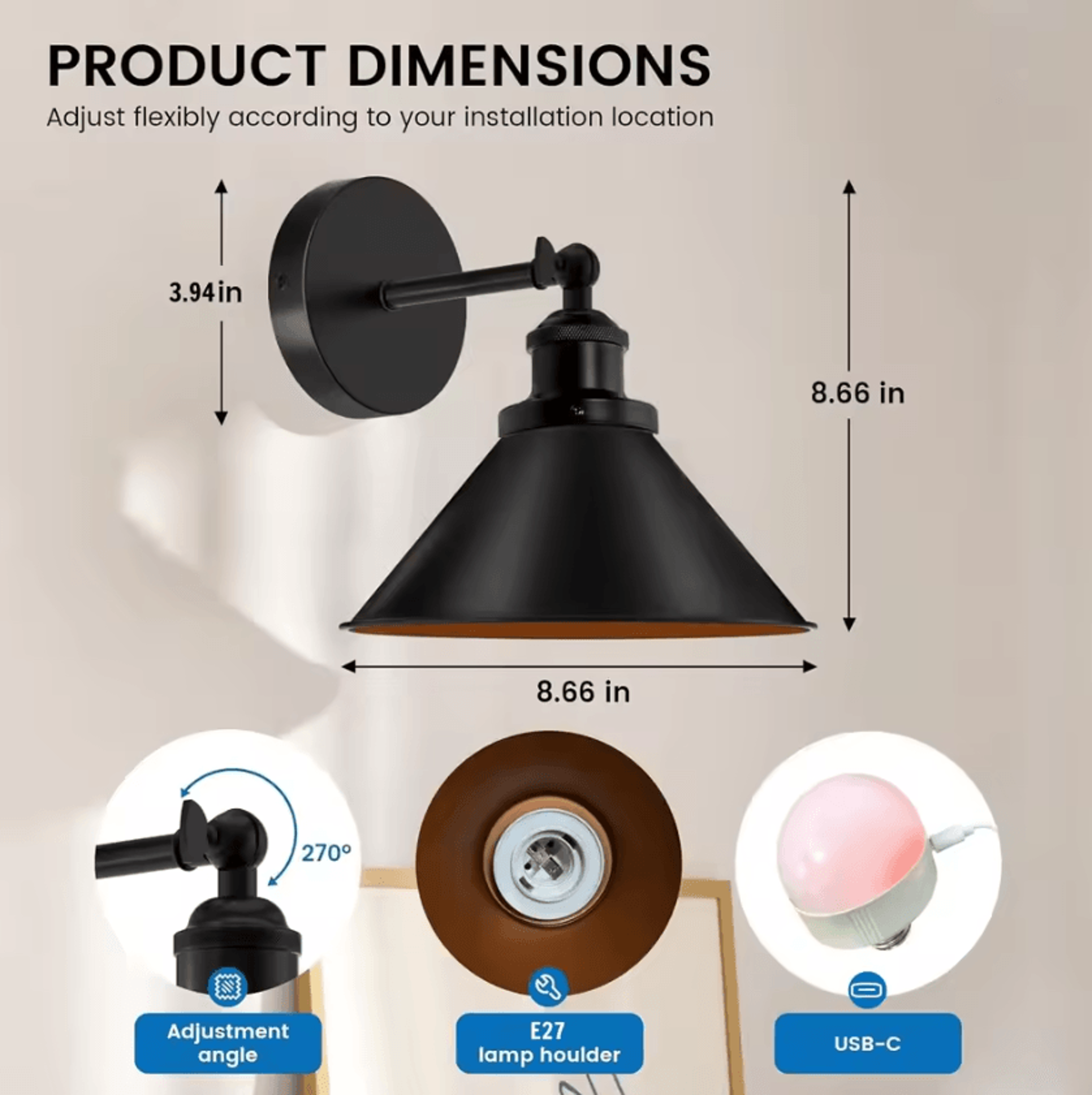 wireless rechargeable rgb wall sconce with remote