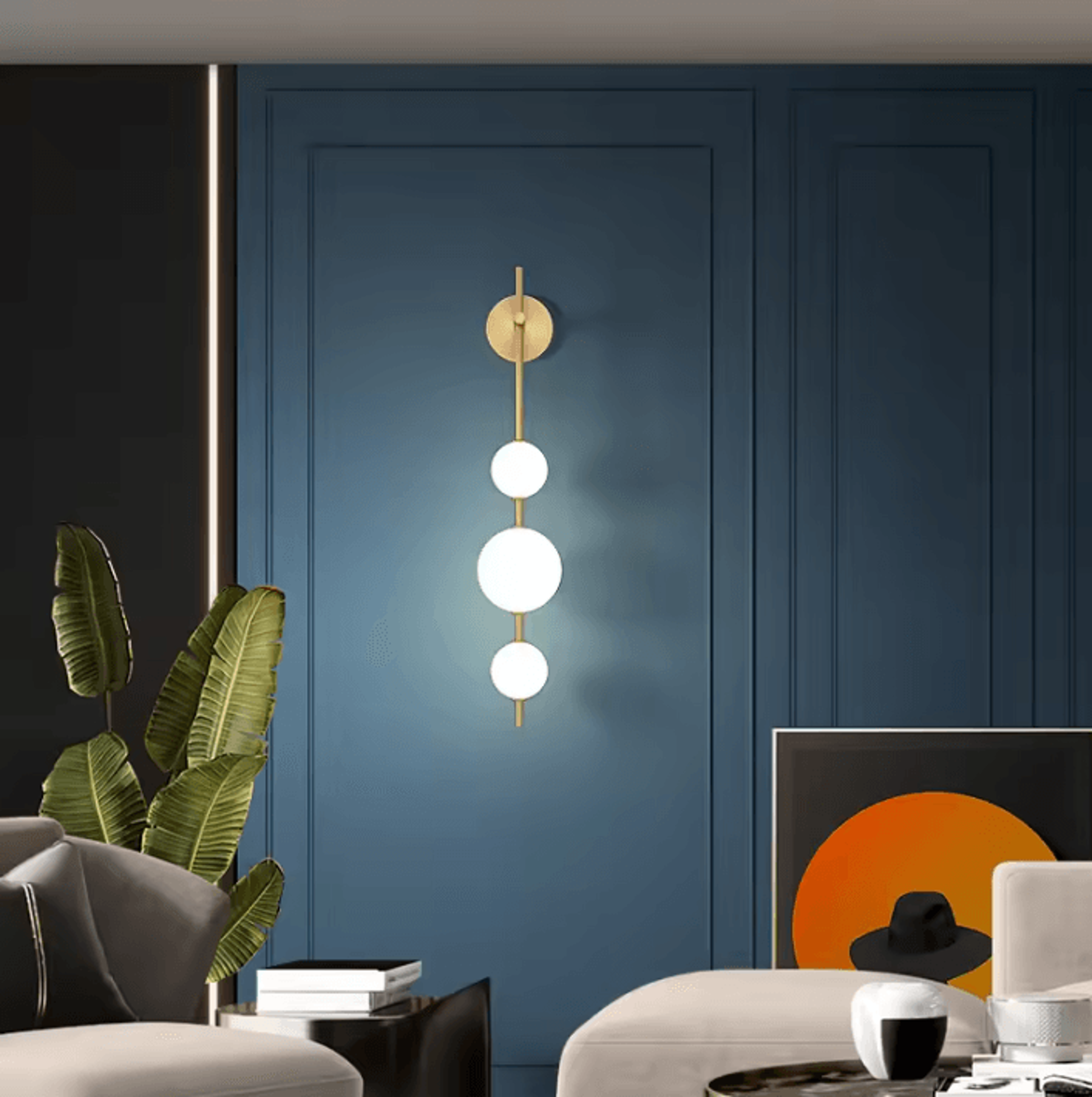 modern vertical globe wall sconce