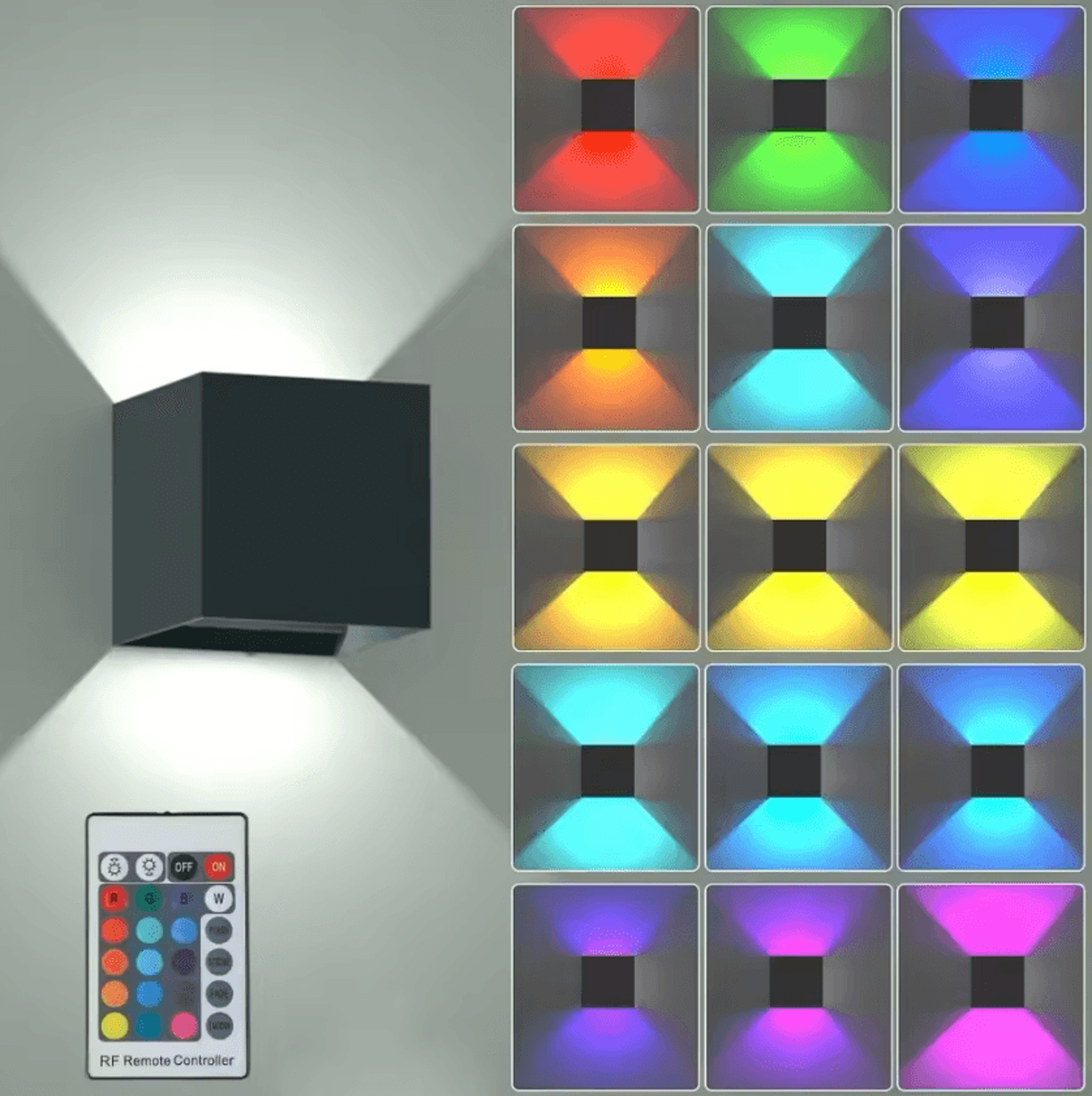 3w rgb remote control up down led wall light