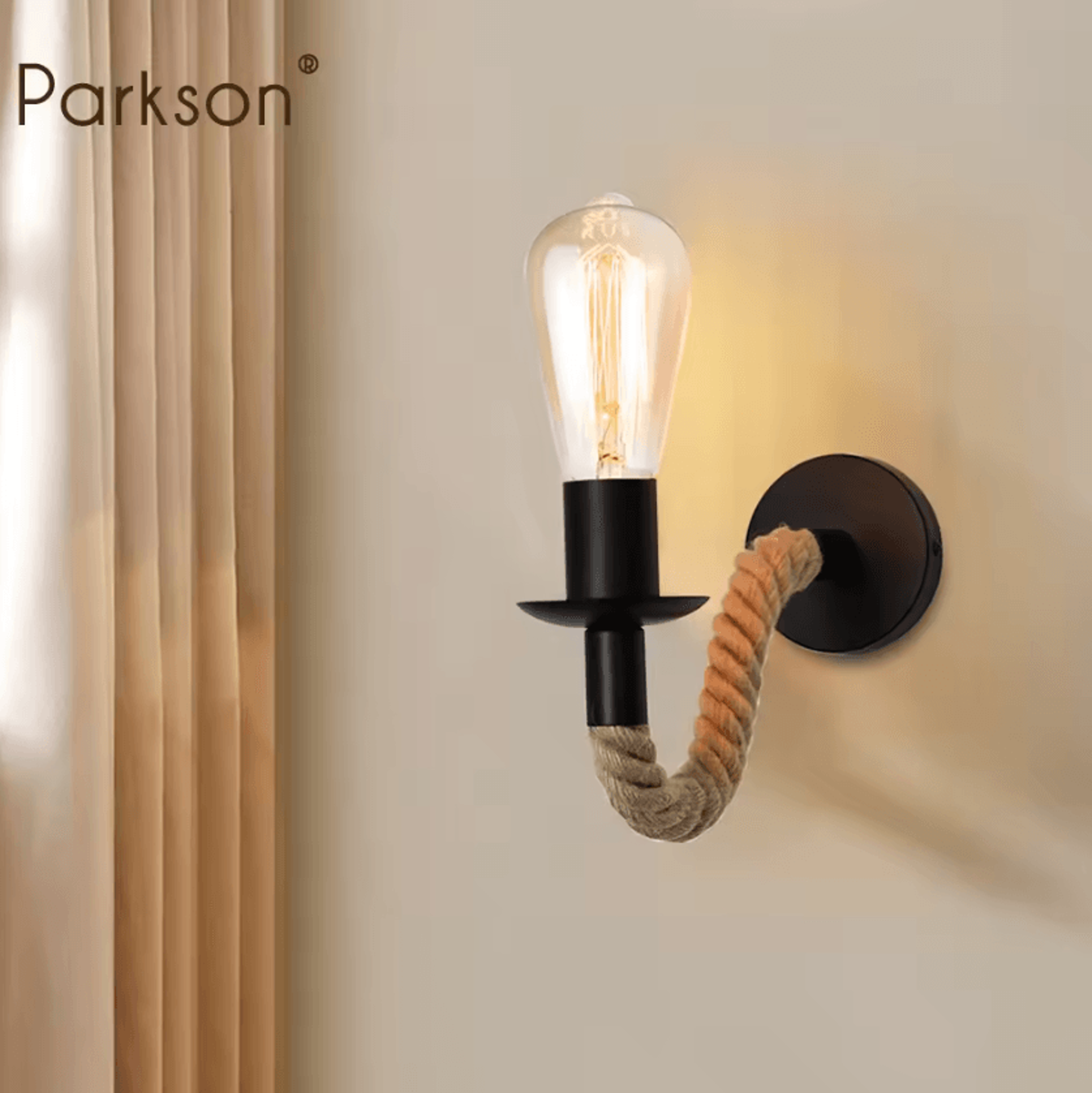 vintage wood hemp rope e27 wall sconce