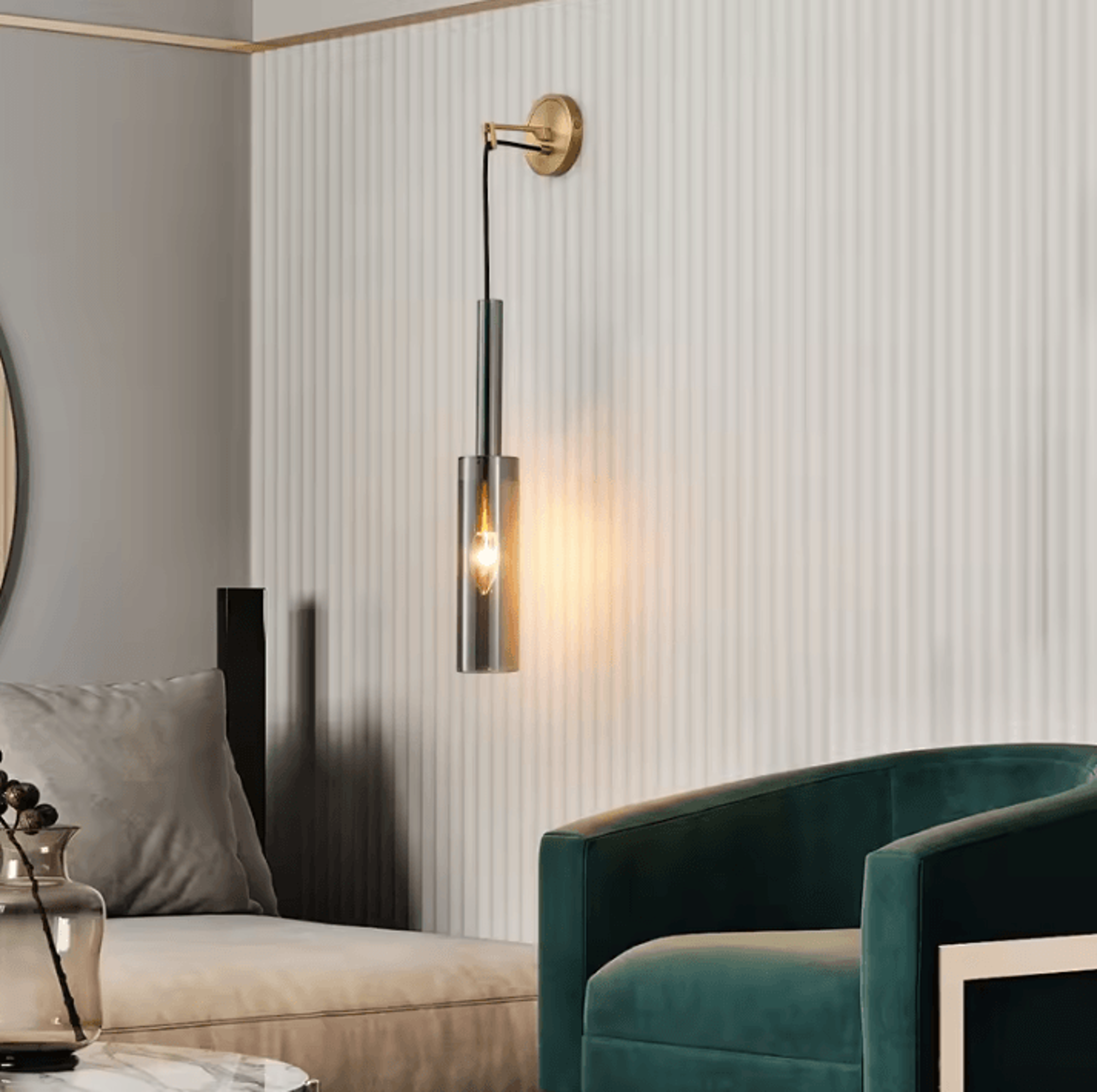 nordic crystal copper wall sconce