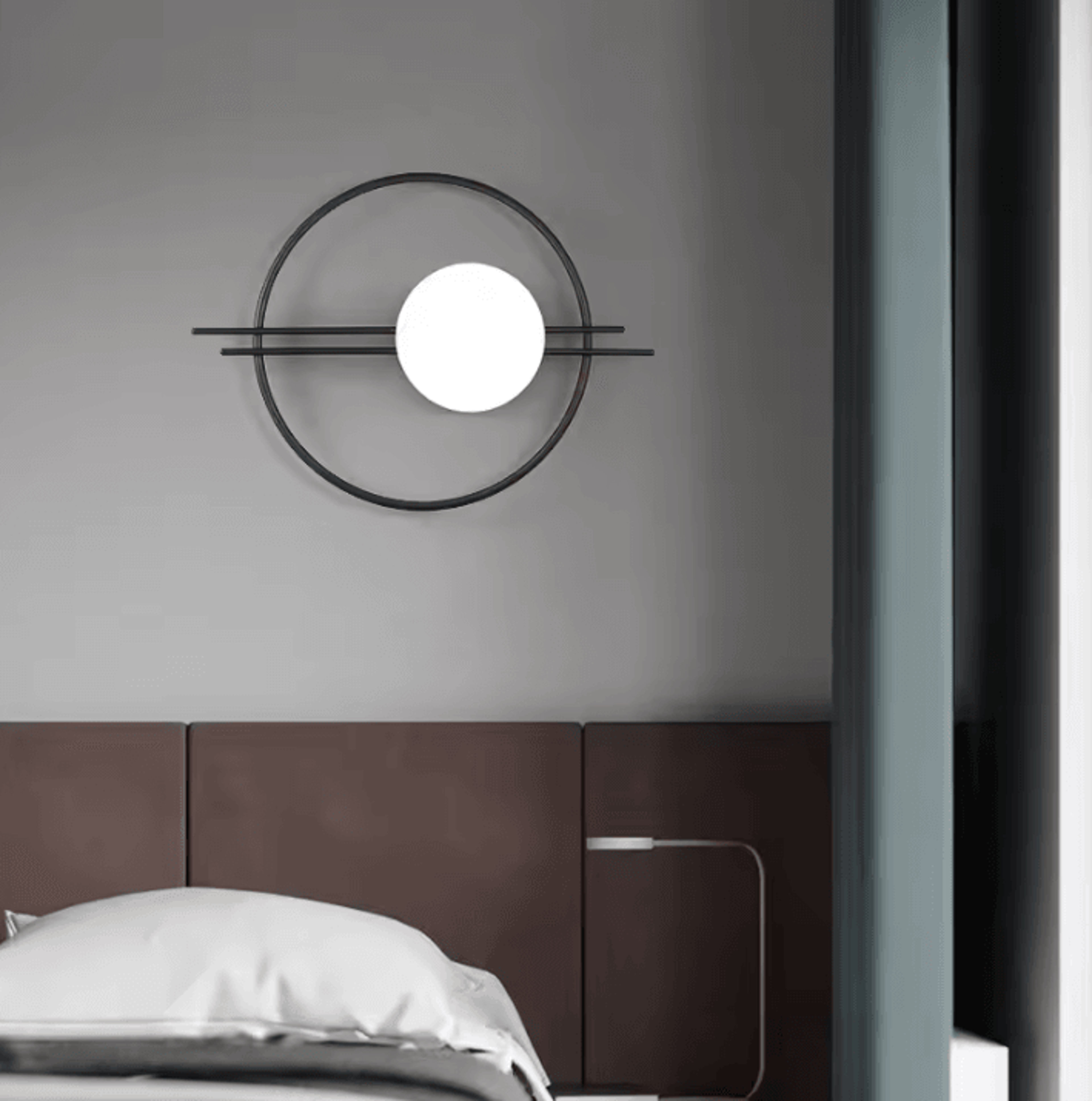 modern gold black round led wall sconce