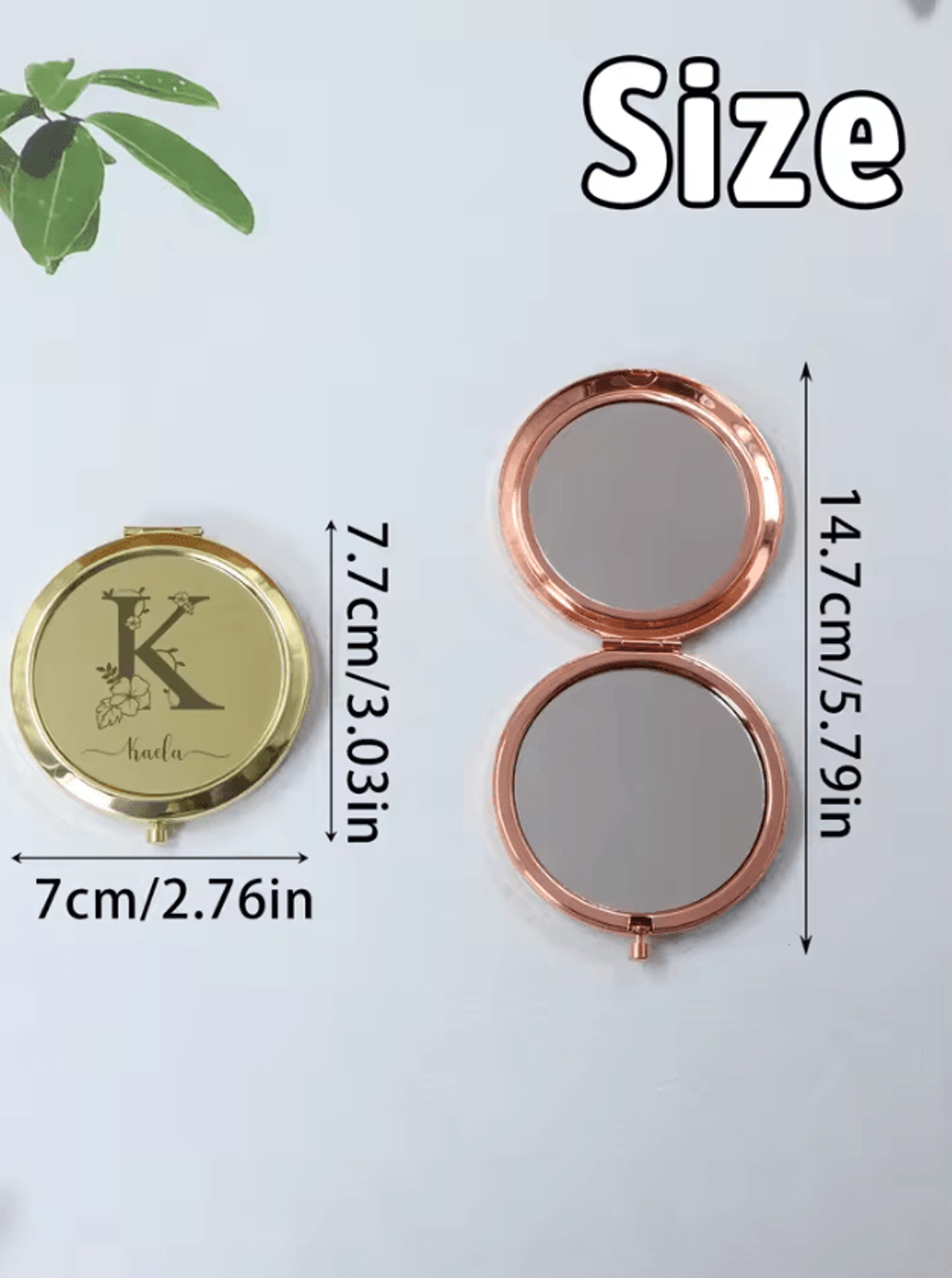 personalized name stainless steel pocket mirror