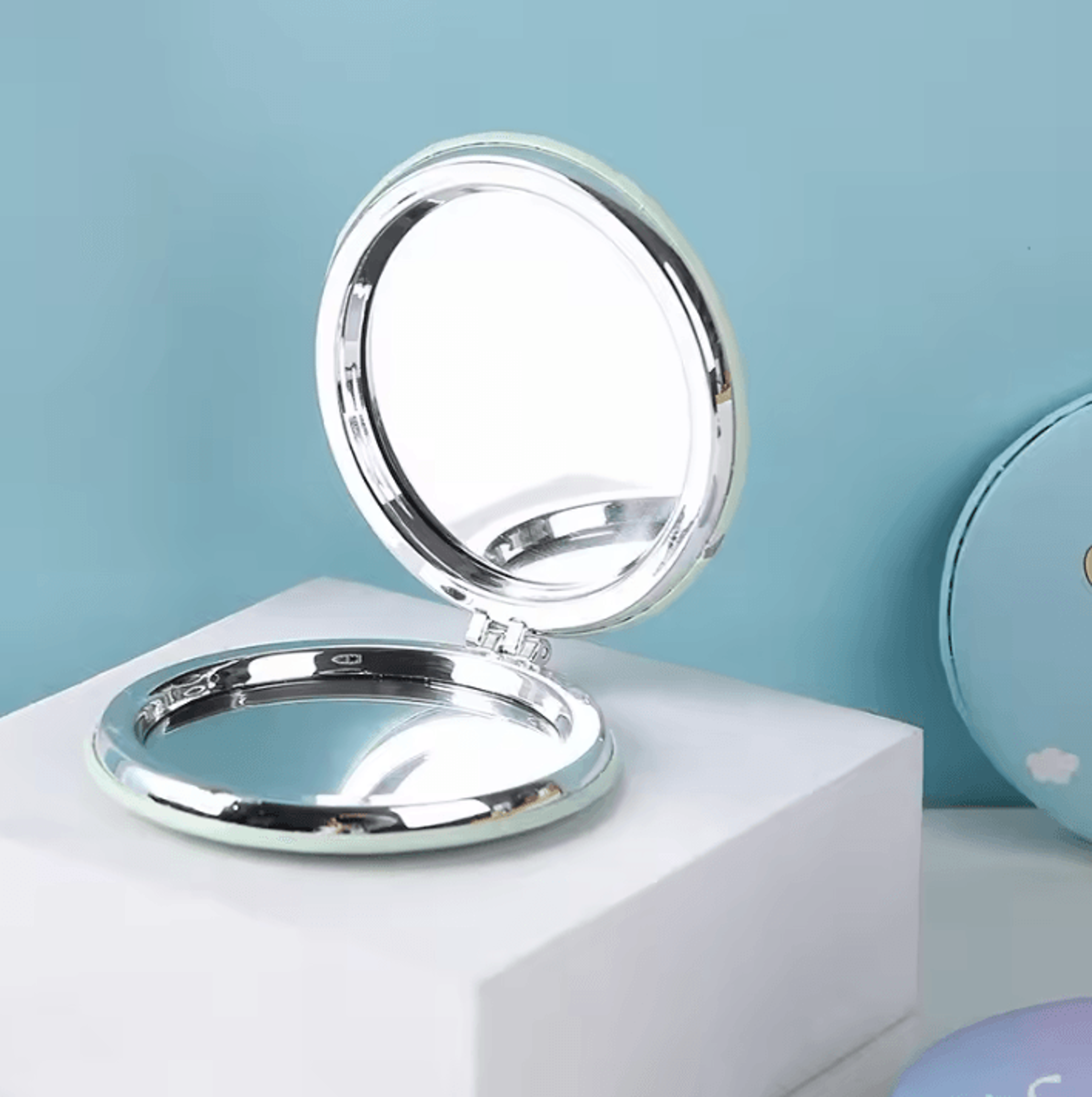 princess round folding pocket makeup mirror