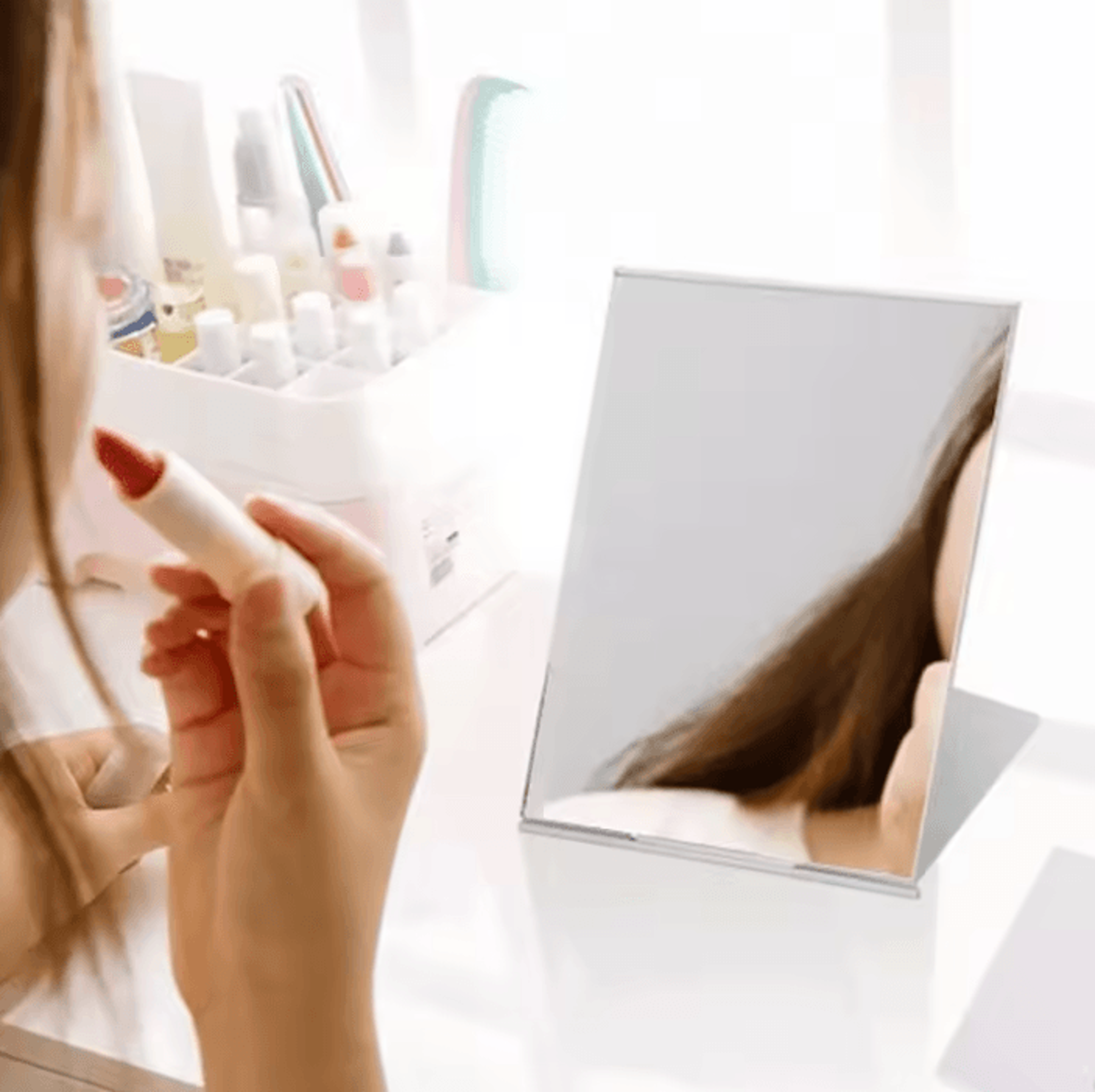 aluminum folding pocket makeup mirror