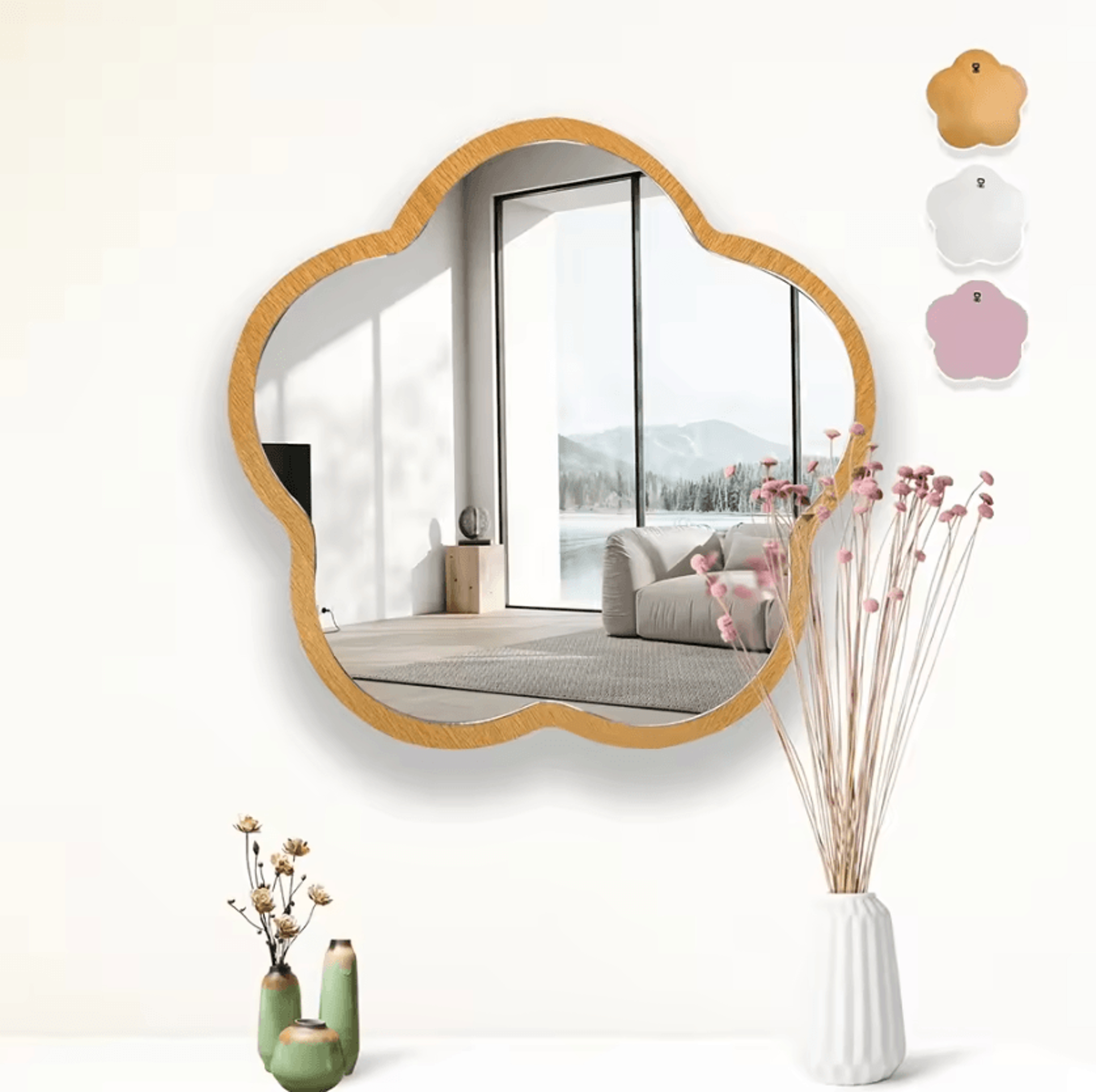 11.5 inch flower shaped acrylic wall mirror