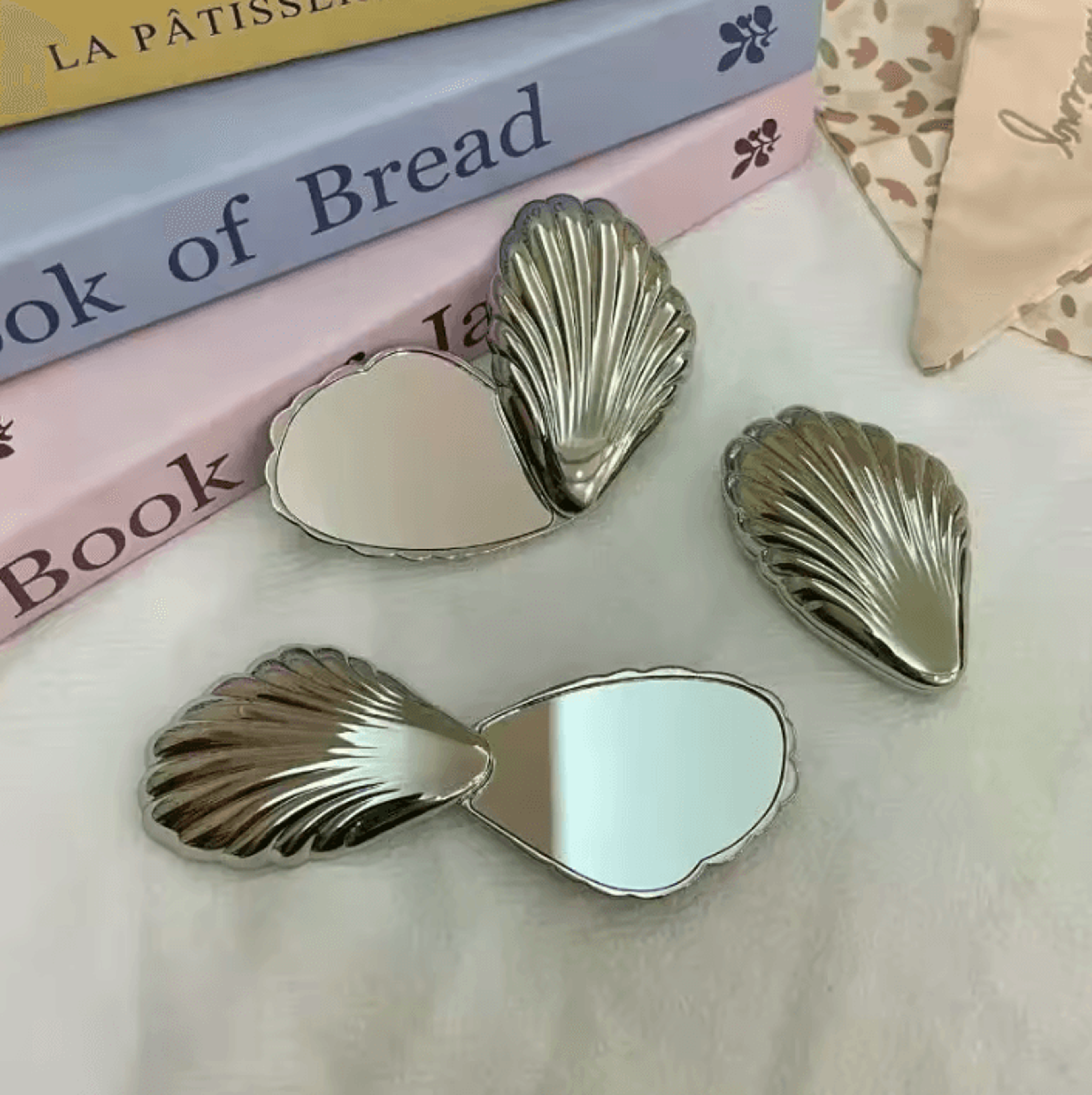 mini seashell double sided compact mirror