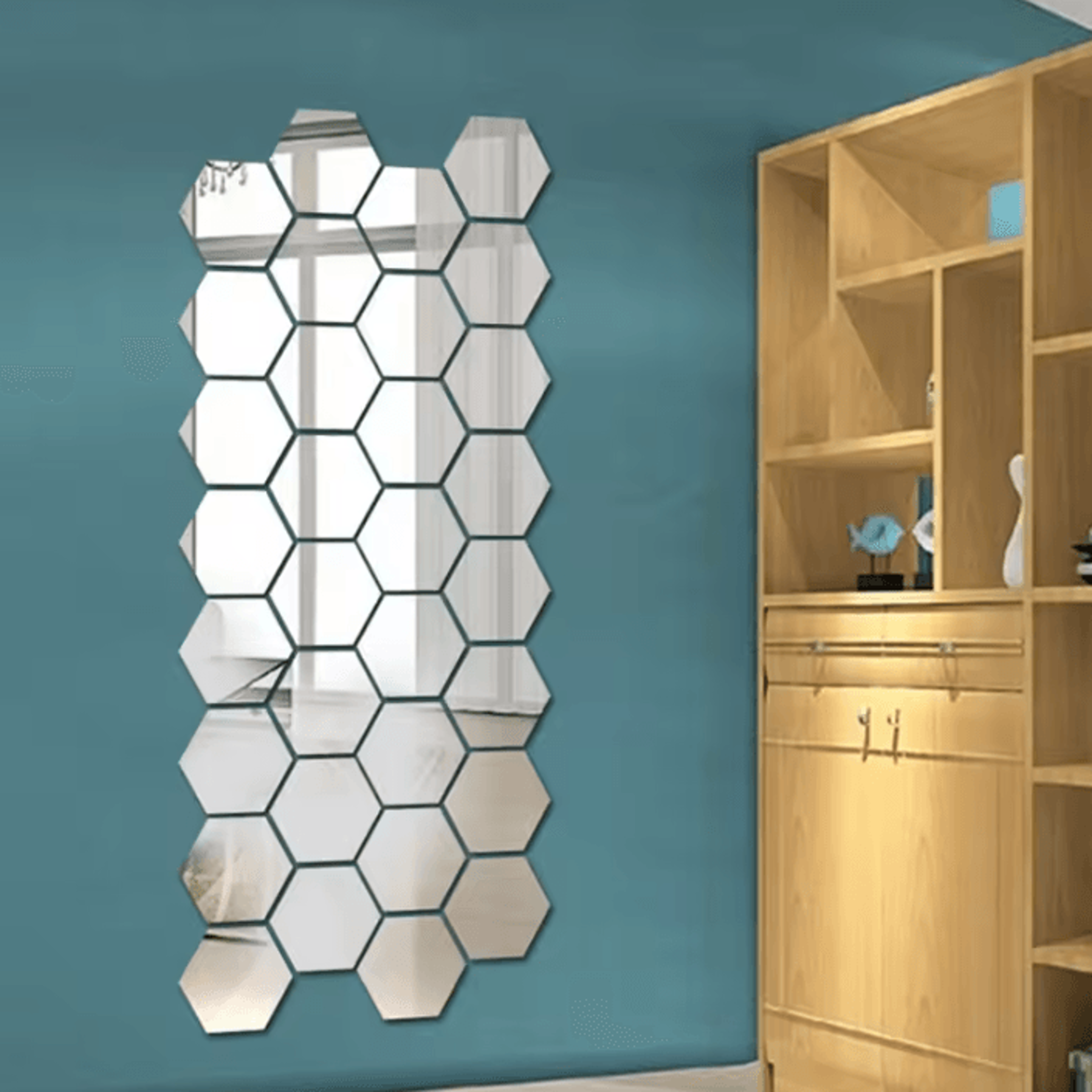 12pcs hexagonal 3d acrylic mirror wall stickers