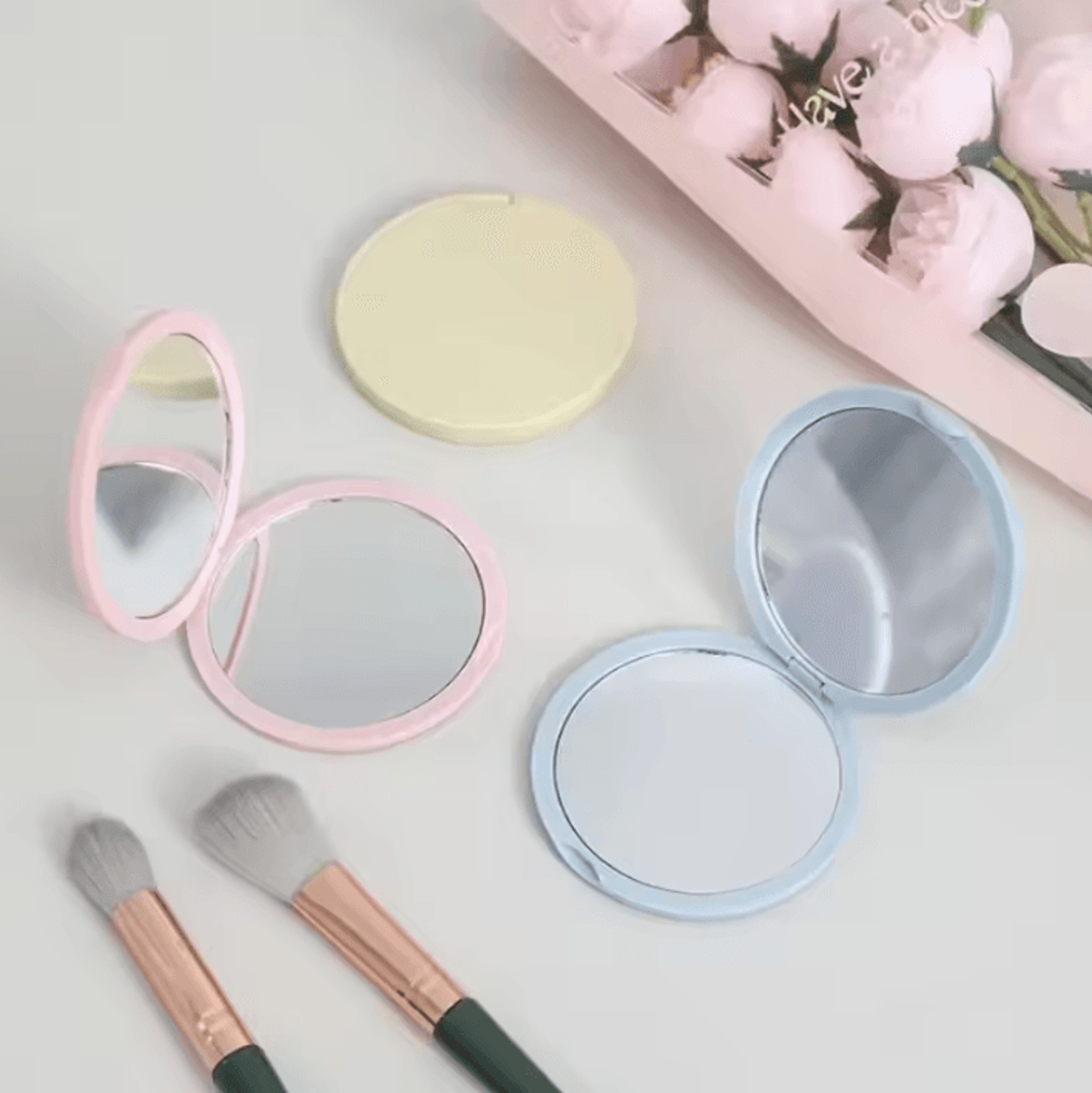 portable double sided folding desktop makeup mirror