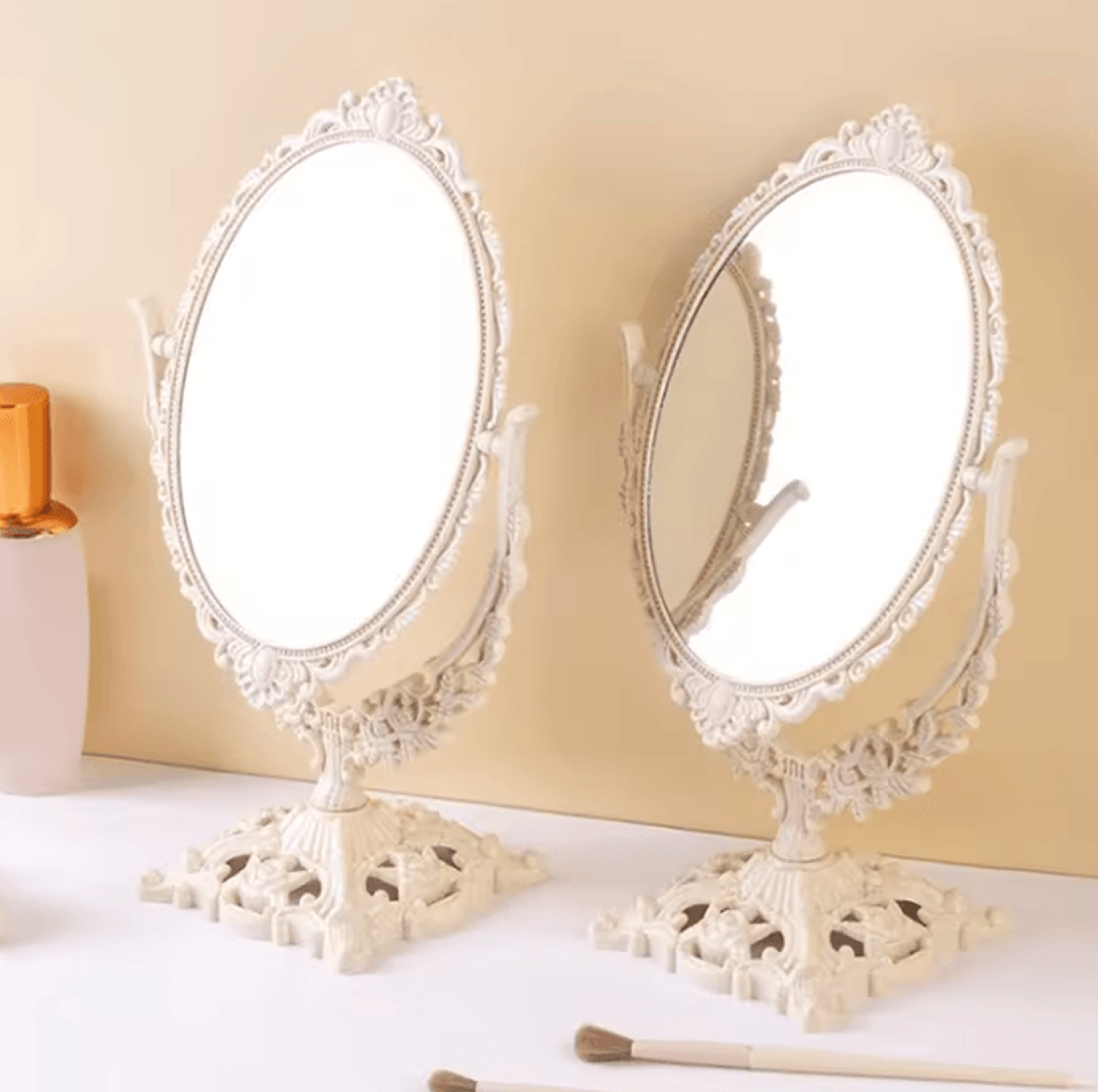 vintage decorative tabletop makeup mirror