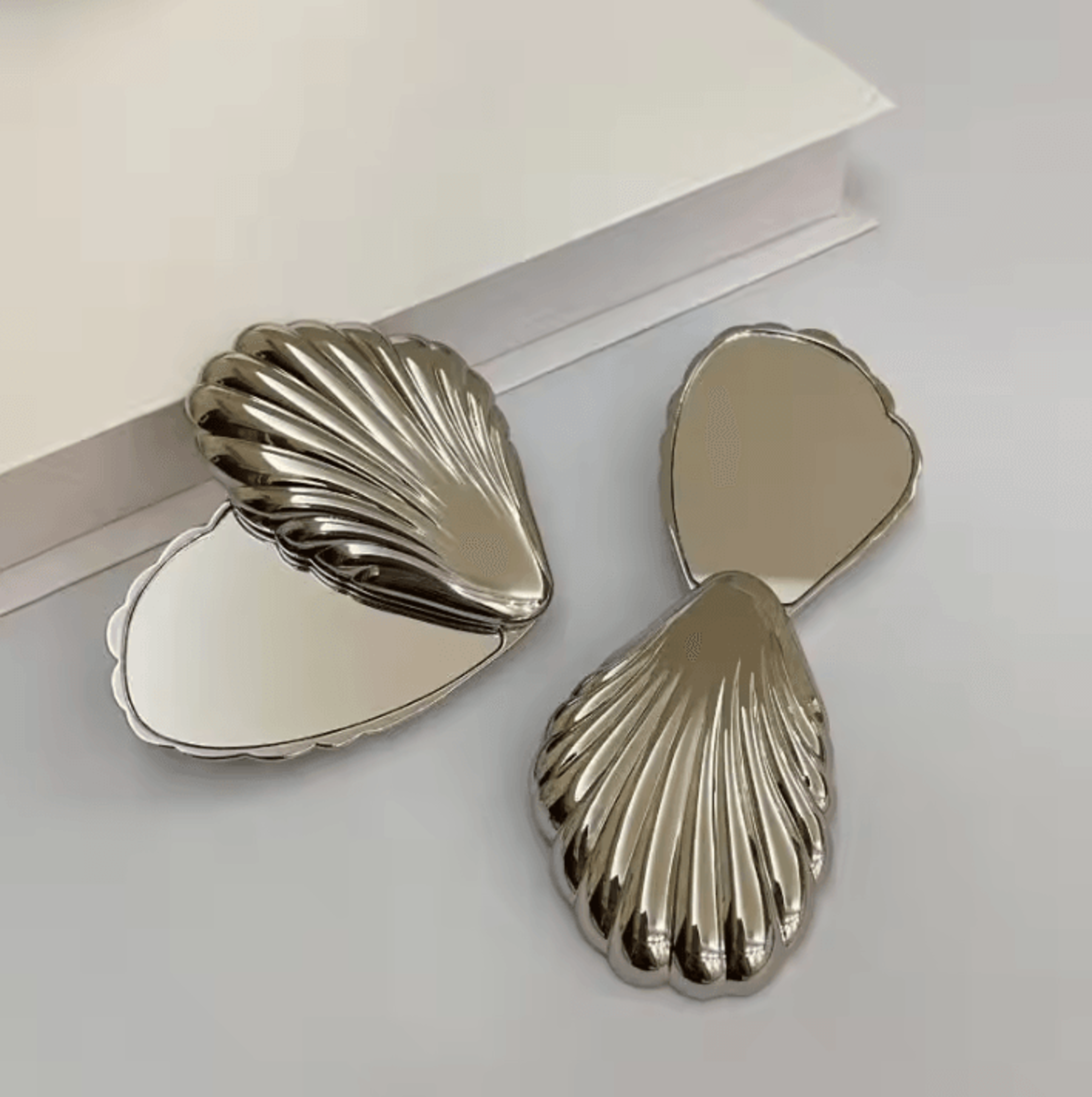 seashell double sided compact travel makeup mirror
