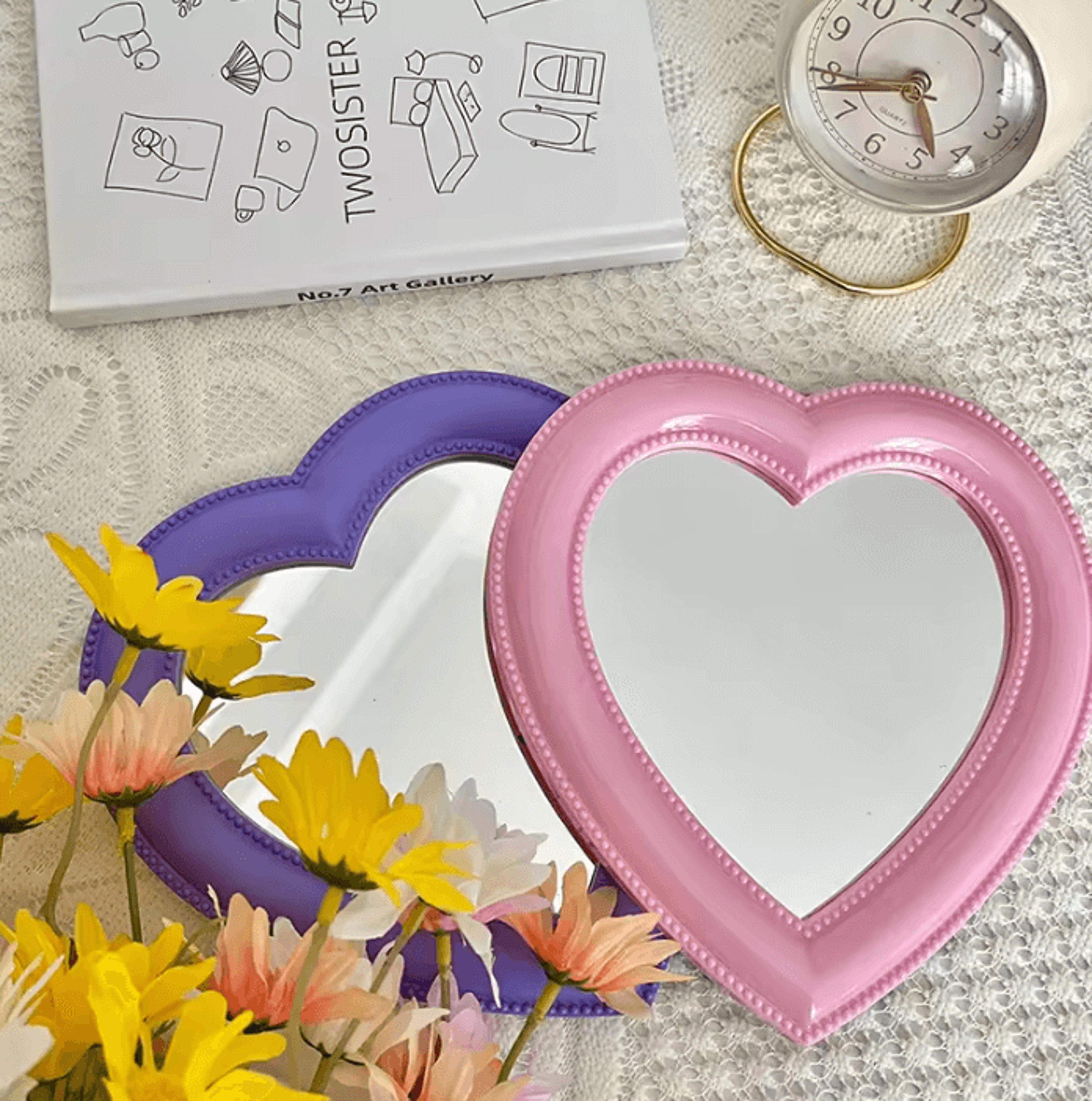 heart shaped decorative vanity makeup mirror