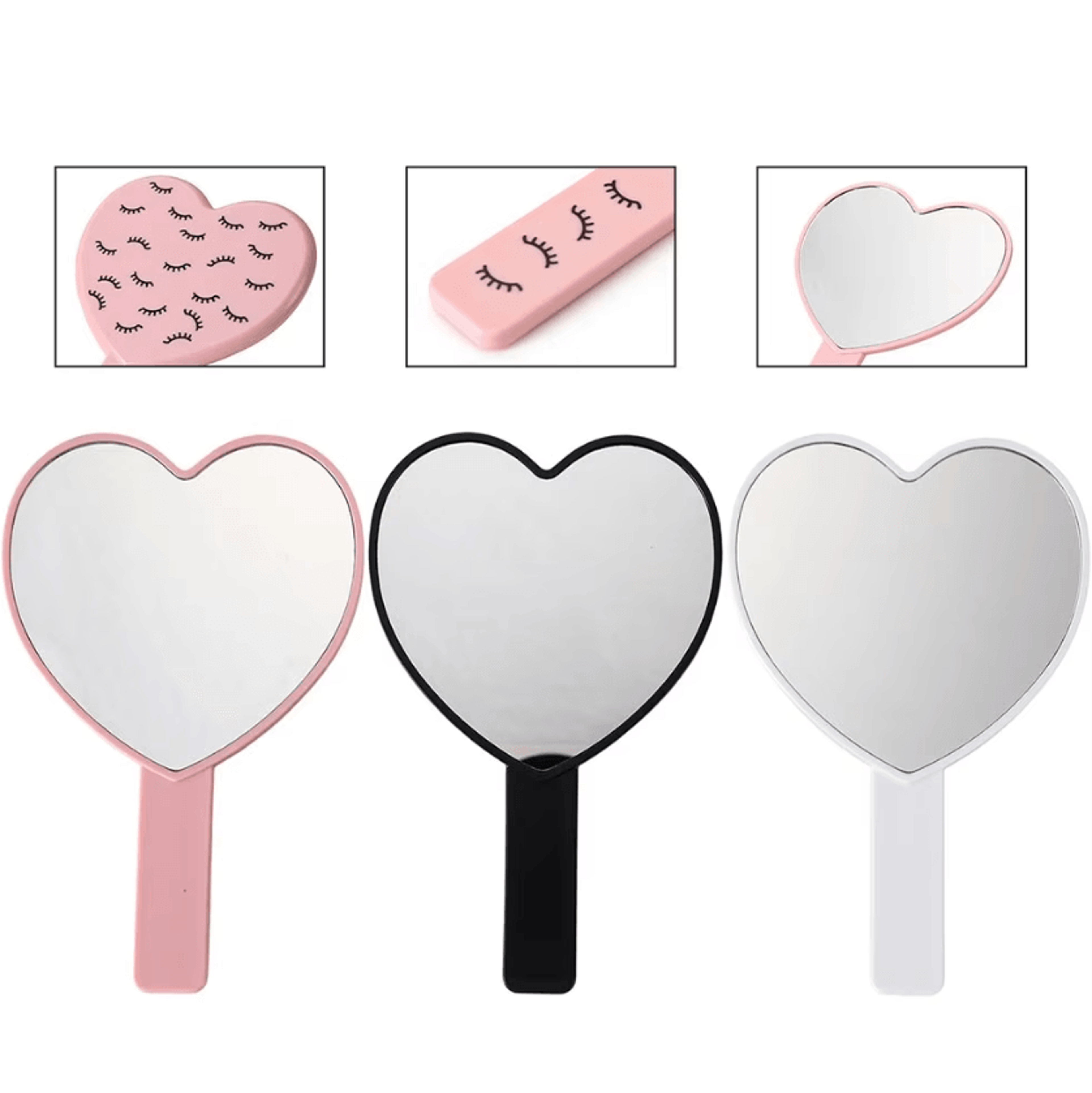 heart shaped handheld vanity makeup mirror