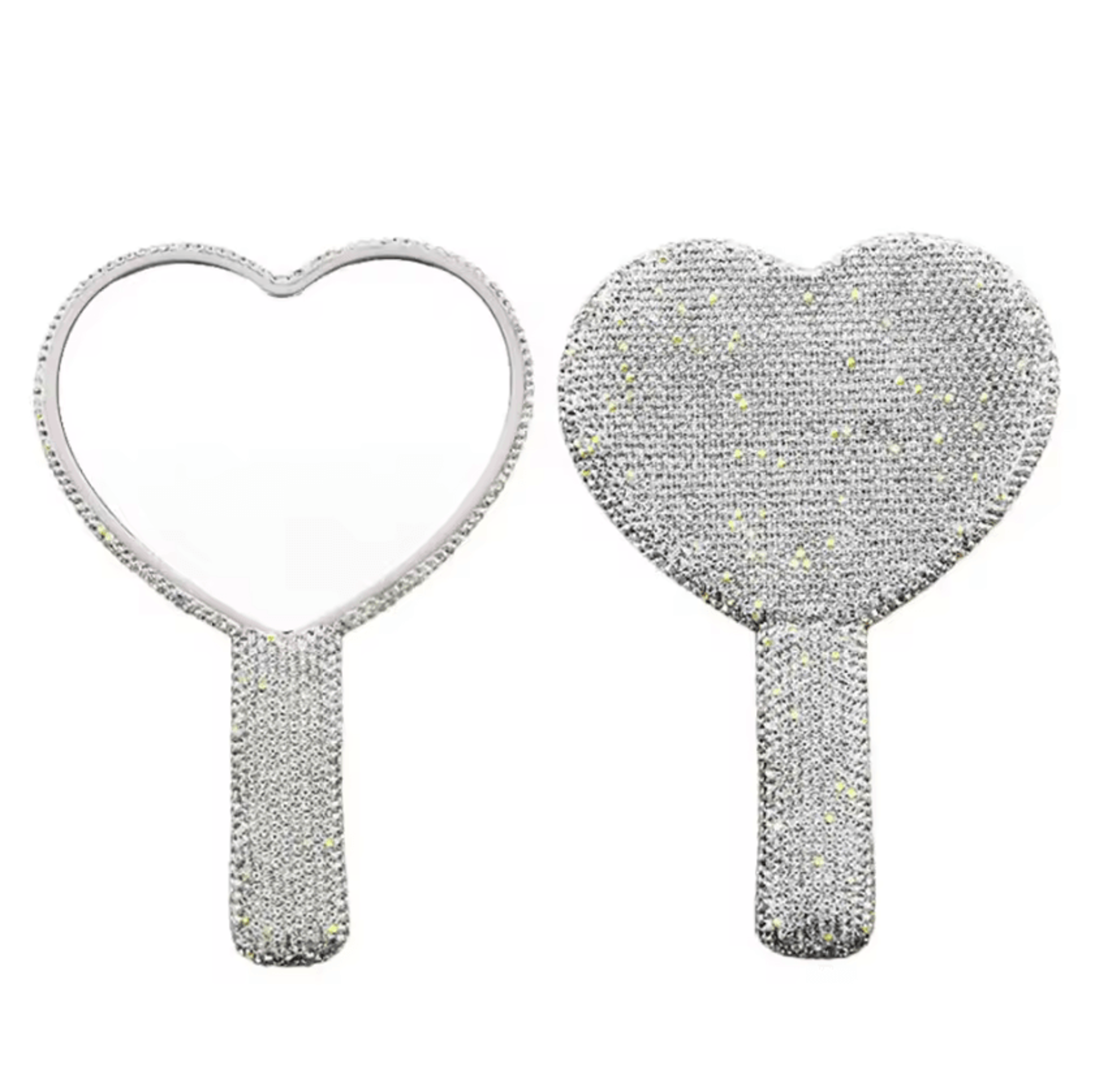 heart shaped bling handheld makeup mirror