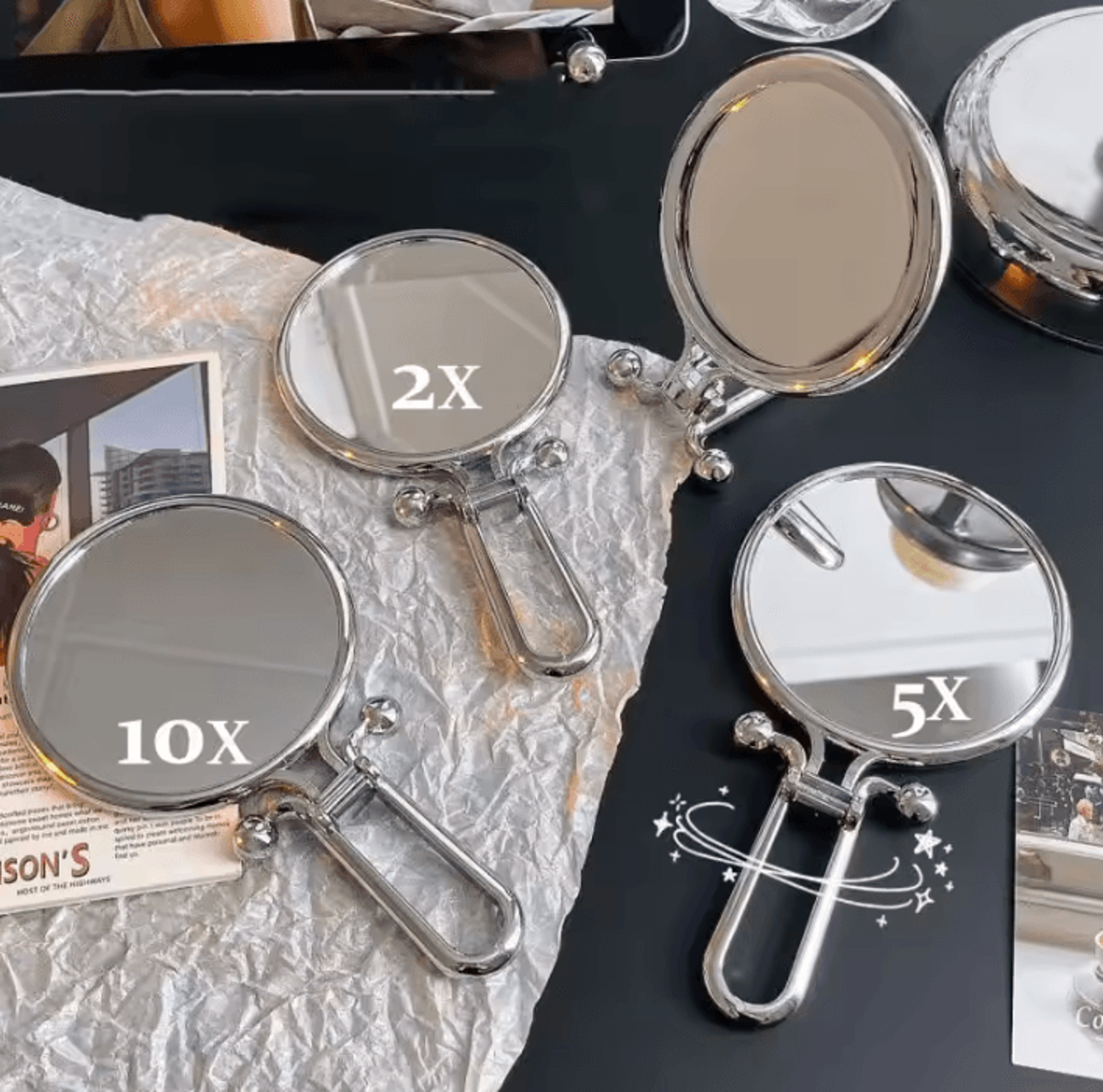 2x 5x 10x folding magnifying makeup mirror