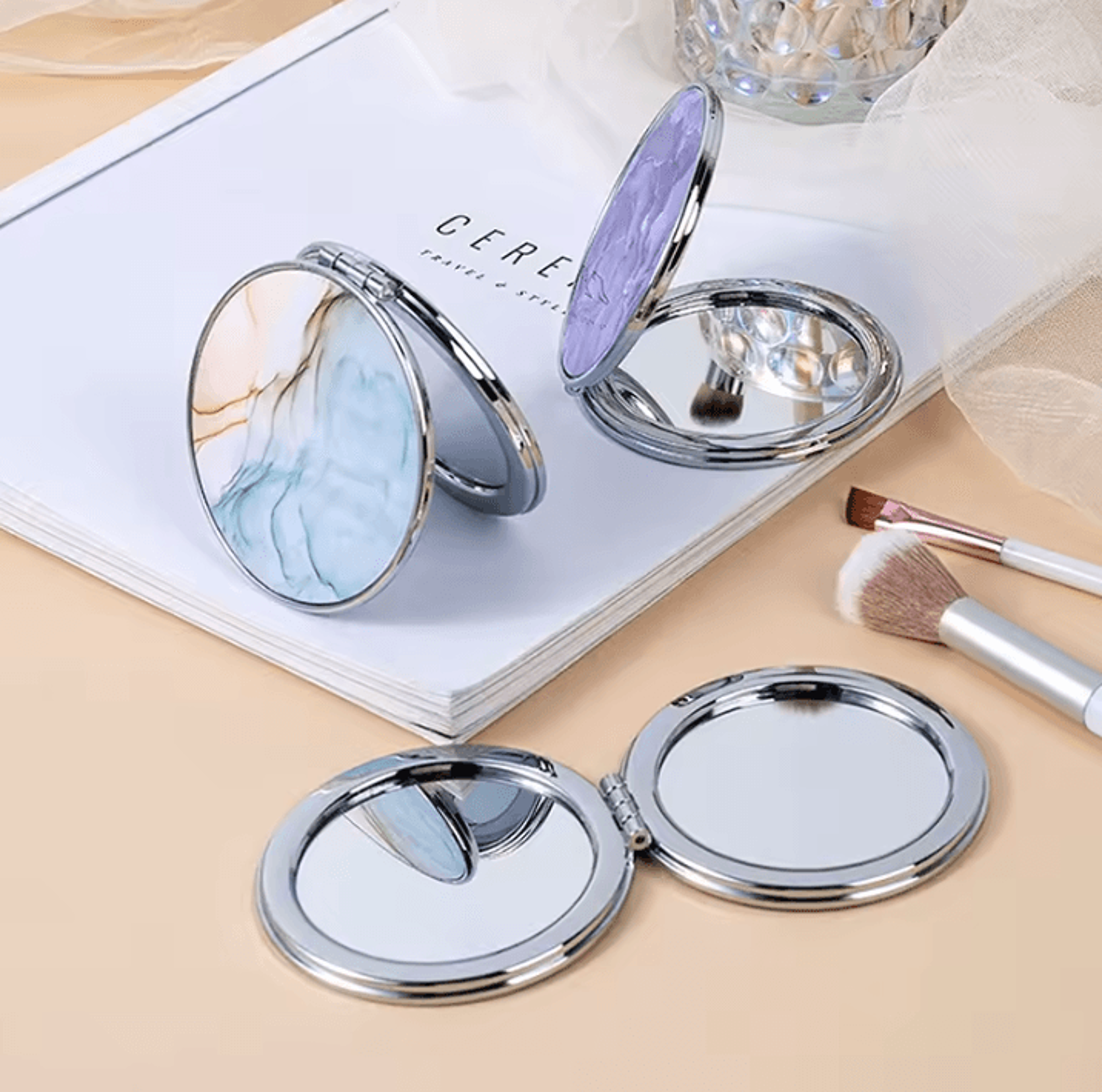 vintage stripe mini compact makeup mirror