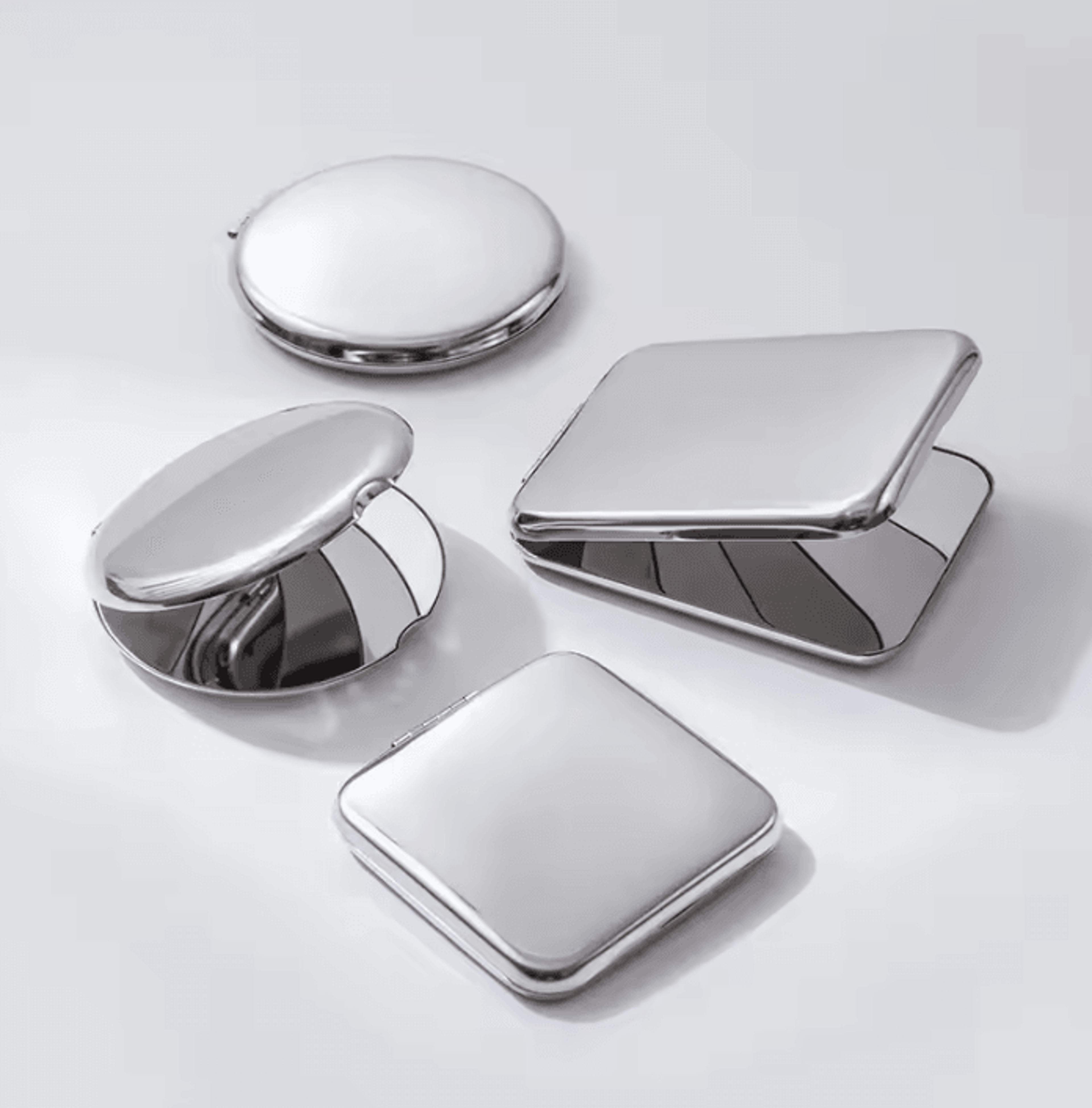 double sided stainless steel foldable pocket makeup mirror