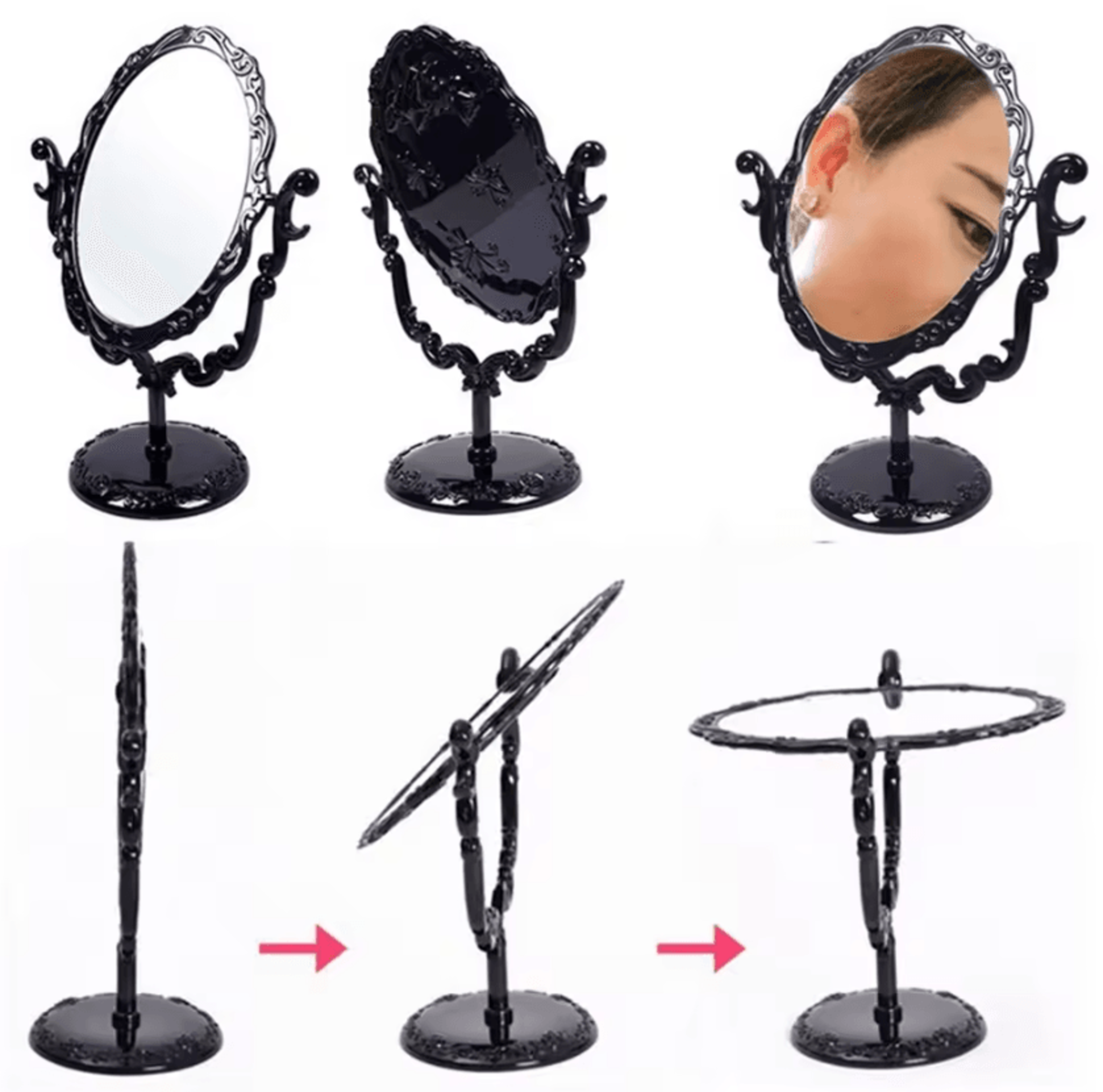 rotatable gothic rose black butterfly vanity mirror