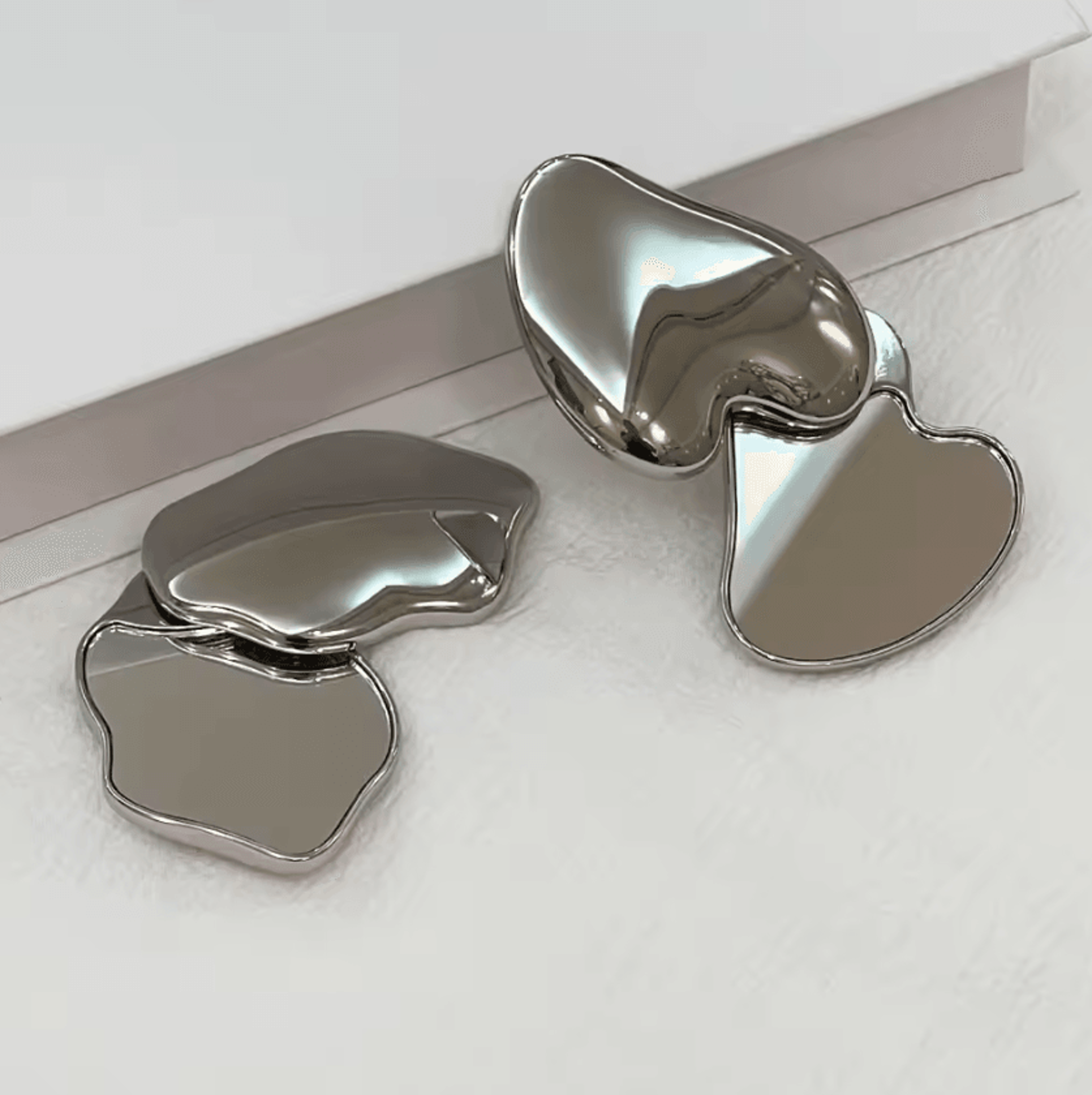 portable double sided metal compact makeup mirror