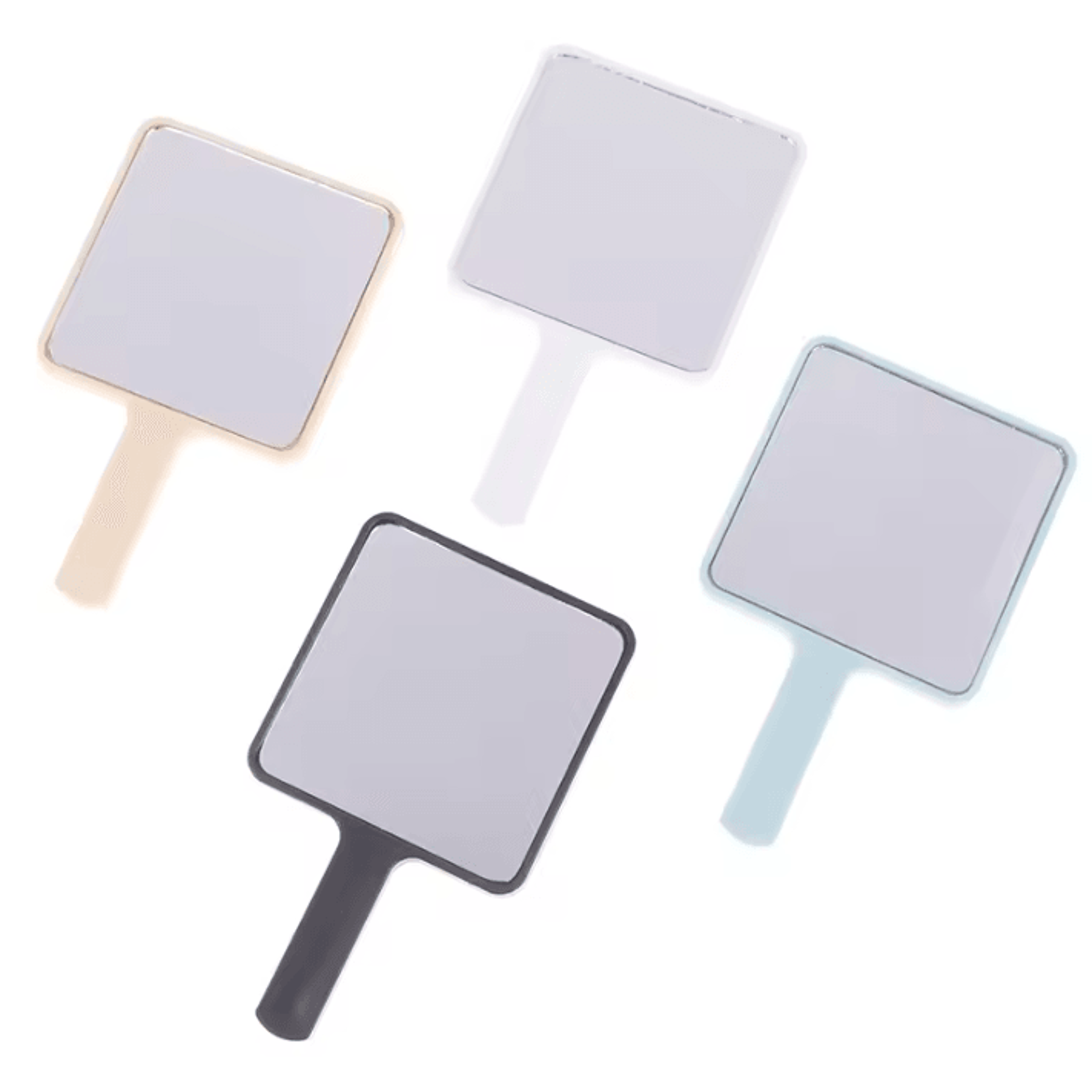 square handheld makeup mirror with handle for salon and travel