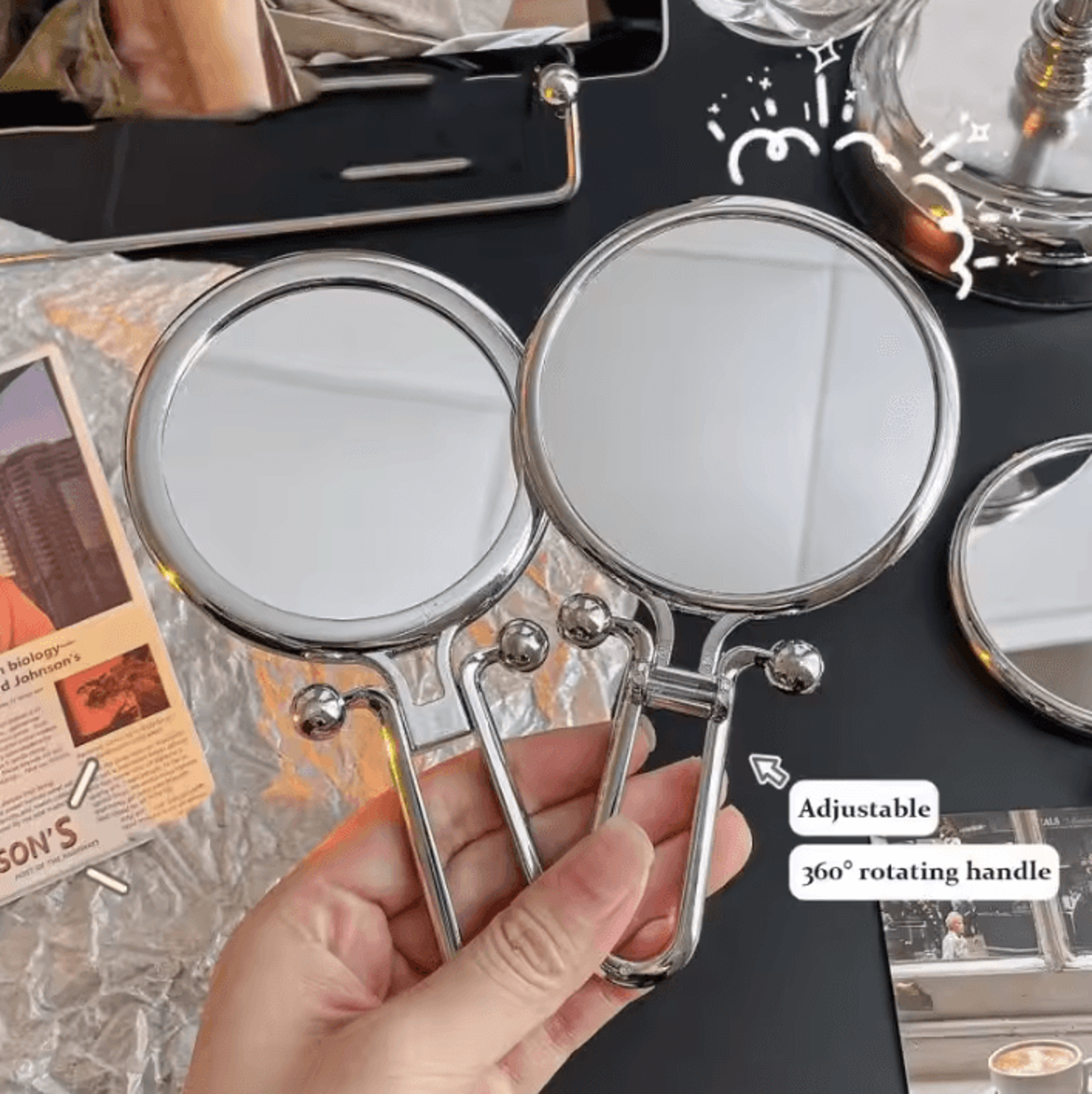 2x 5x 10x magnifying folding makeup mirror