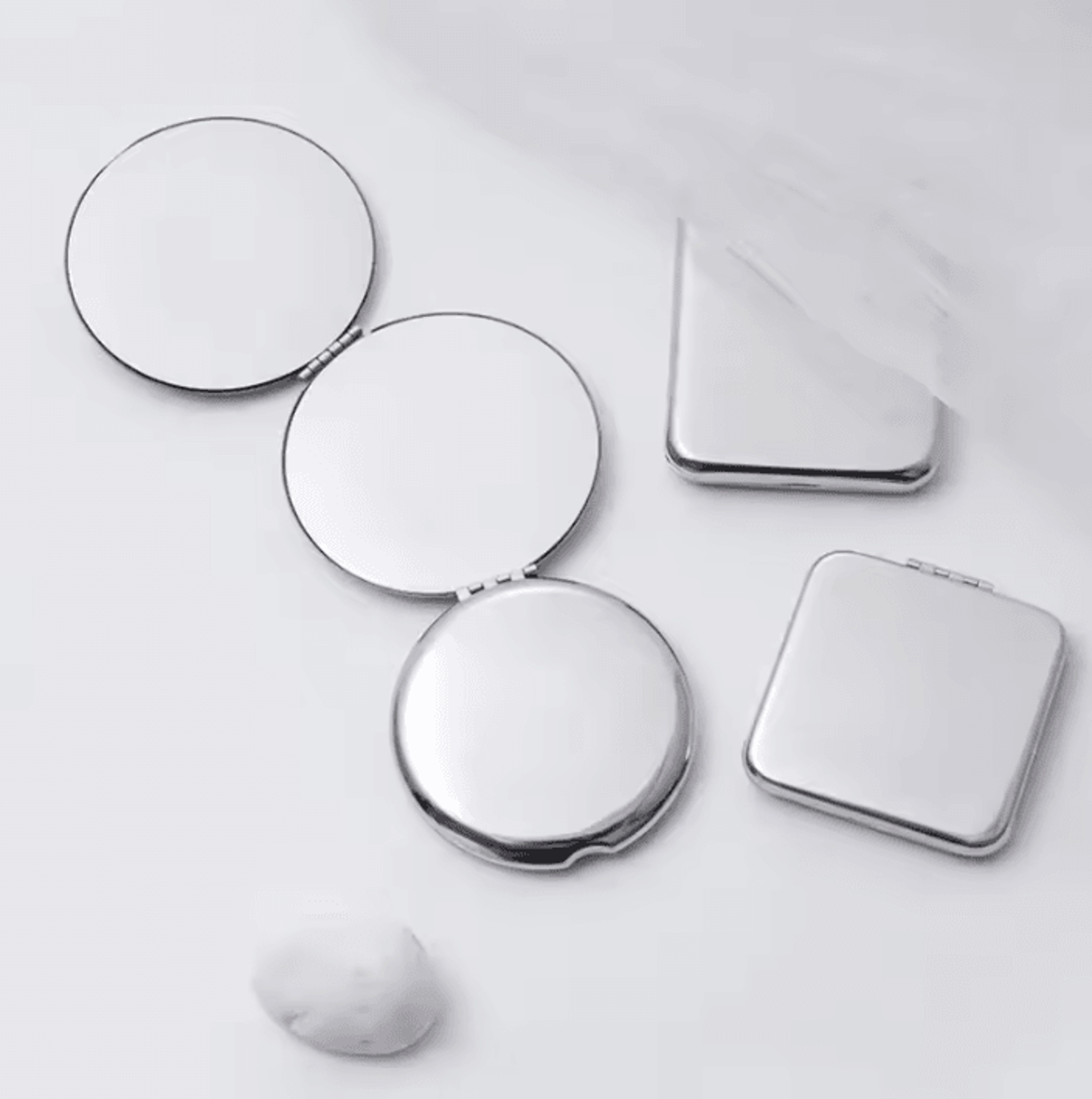 stainless steel foldable pocket mirror for makeup and skincare
