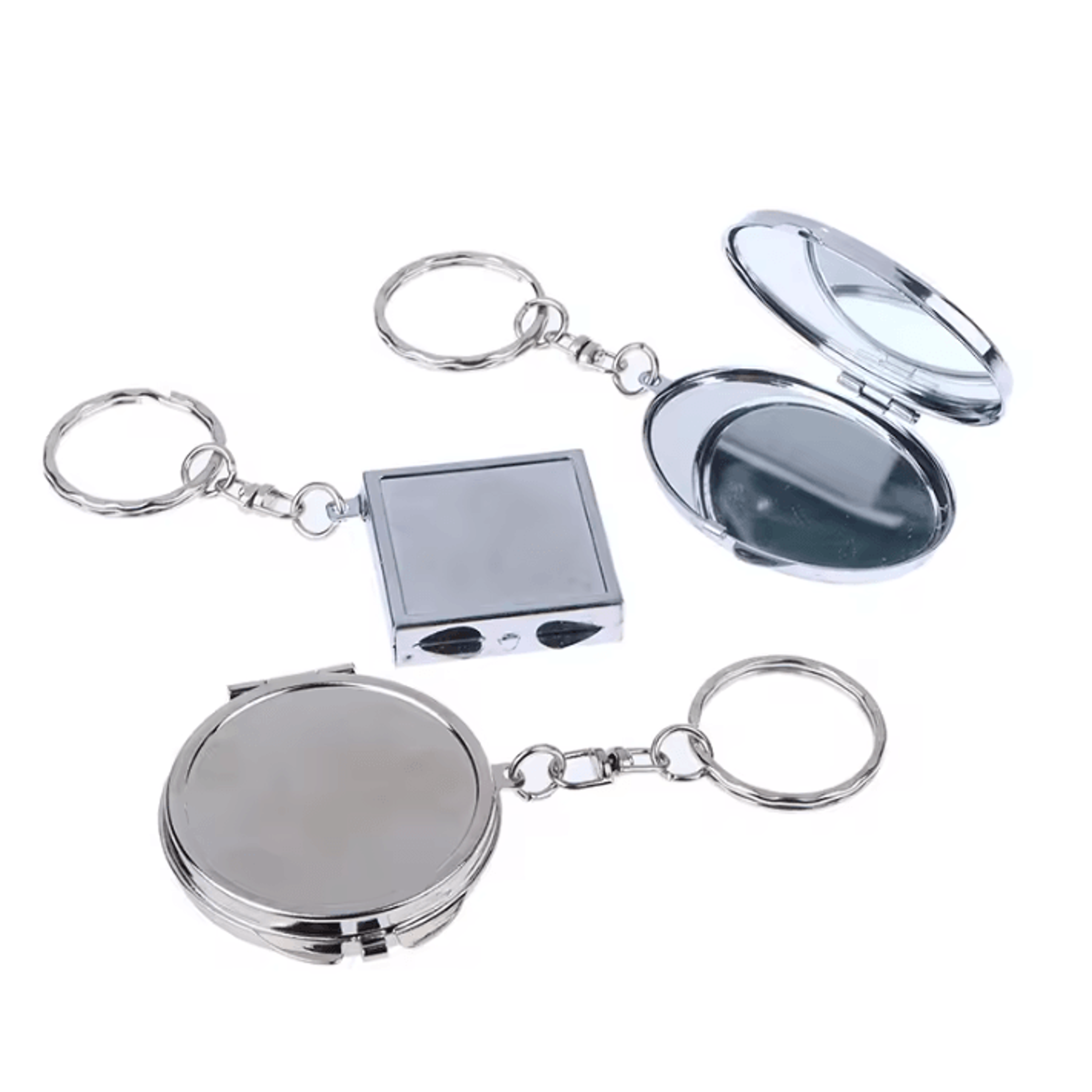 double sided metal folding keychain makeup mirror