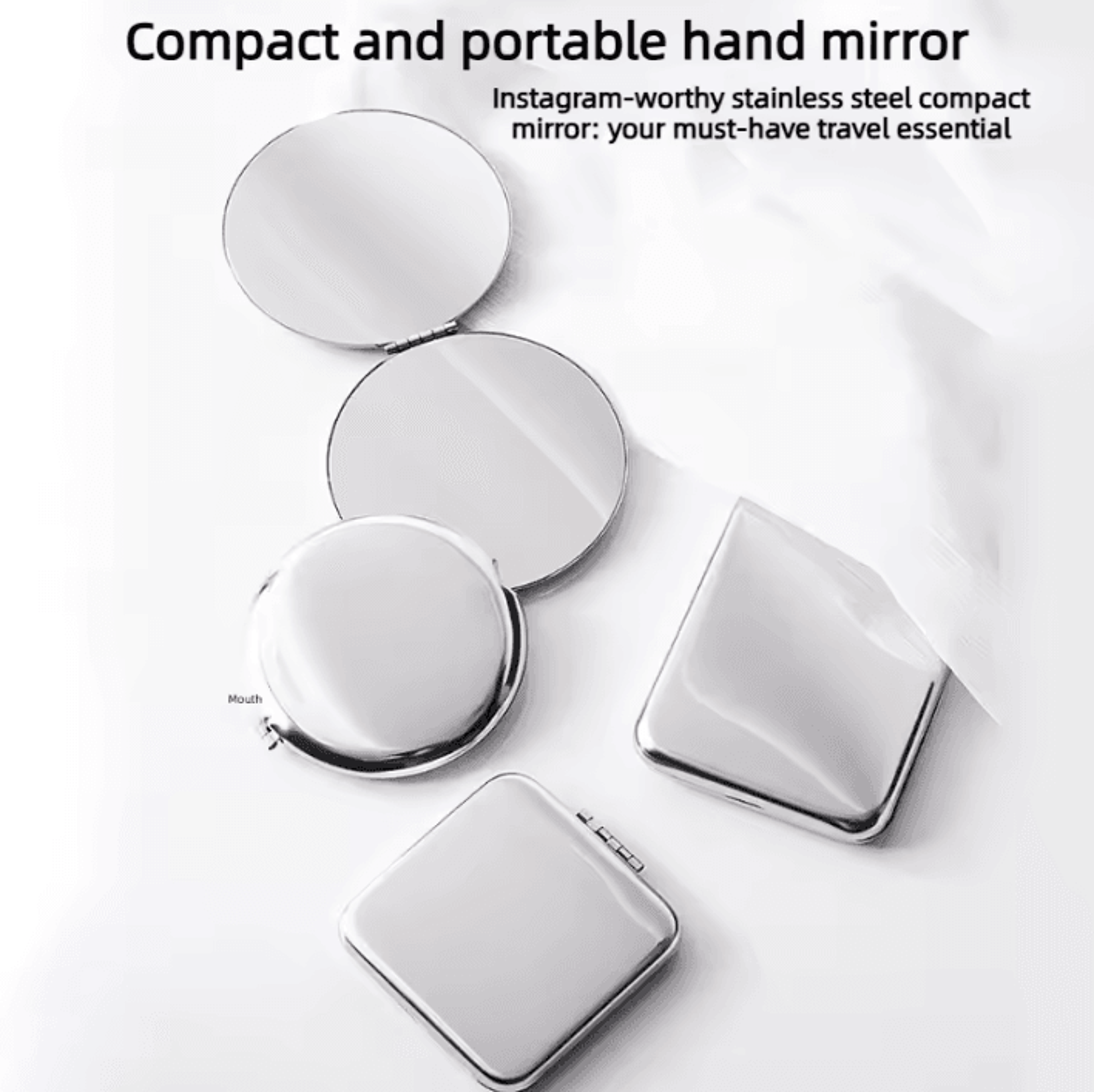 unbreakable stainless steel foldable travel makeup mirror