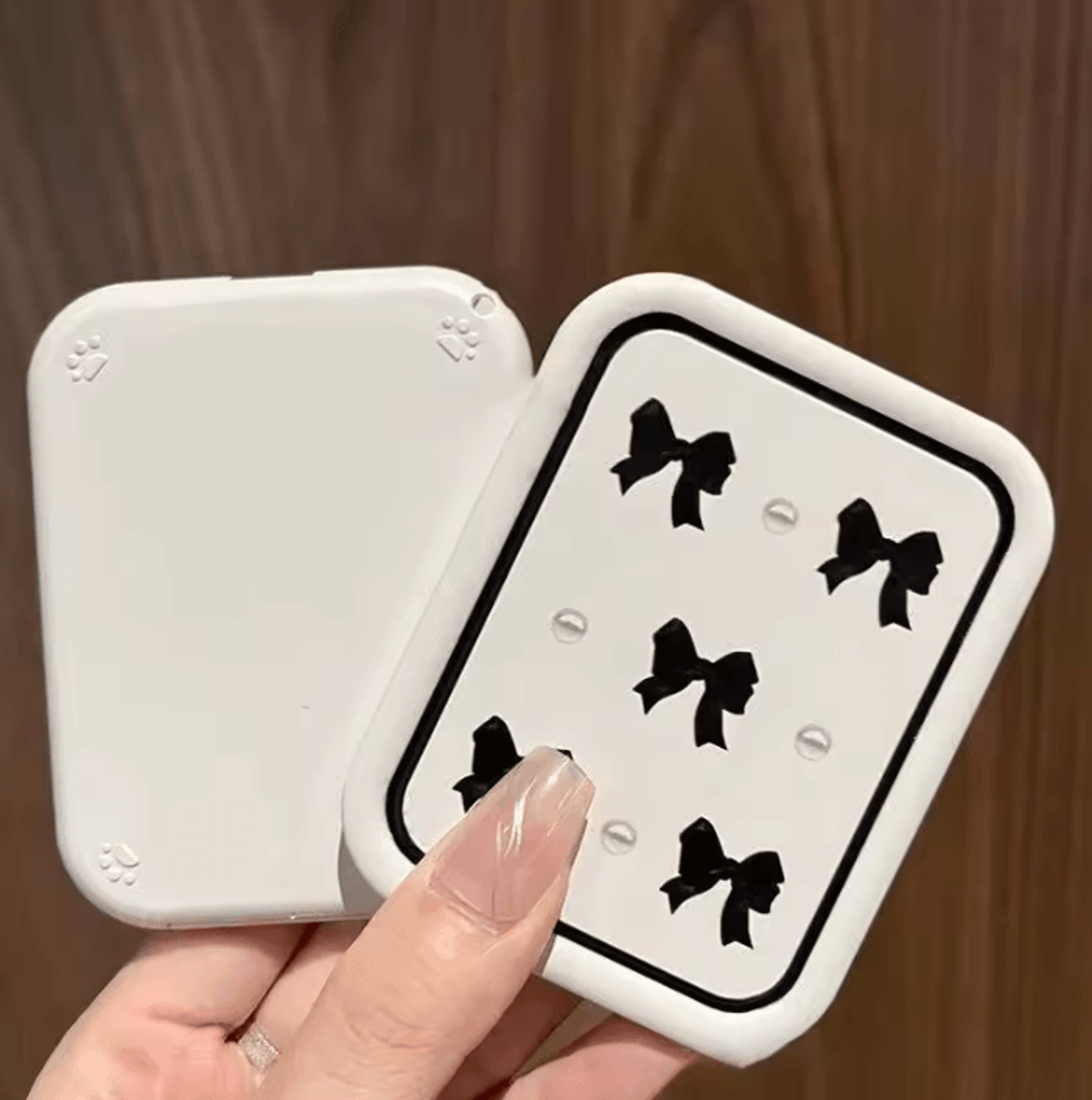 bowknot folding makeup mirror with comb