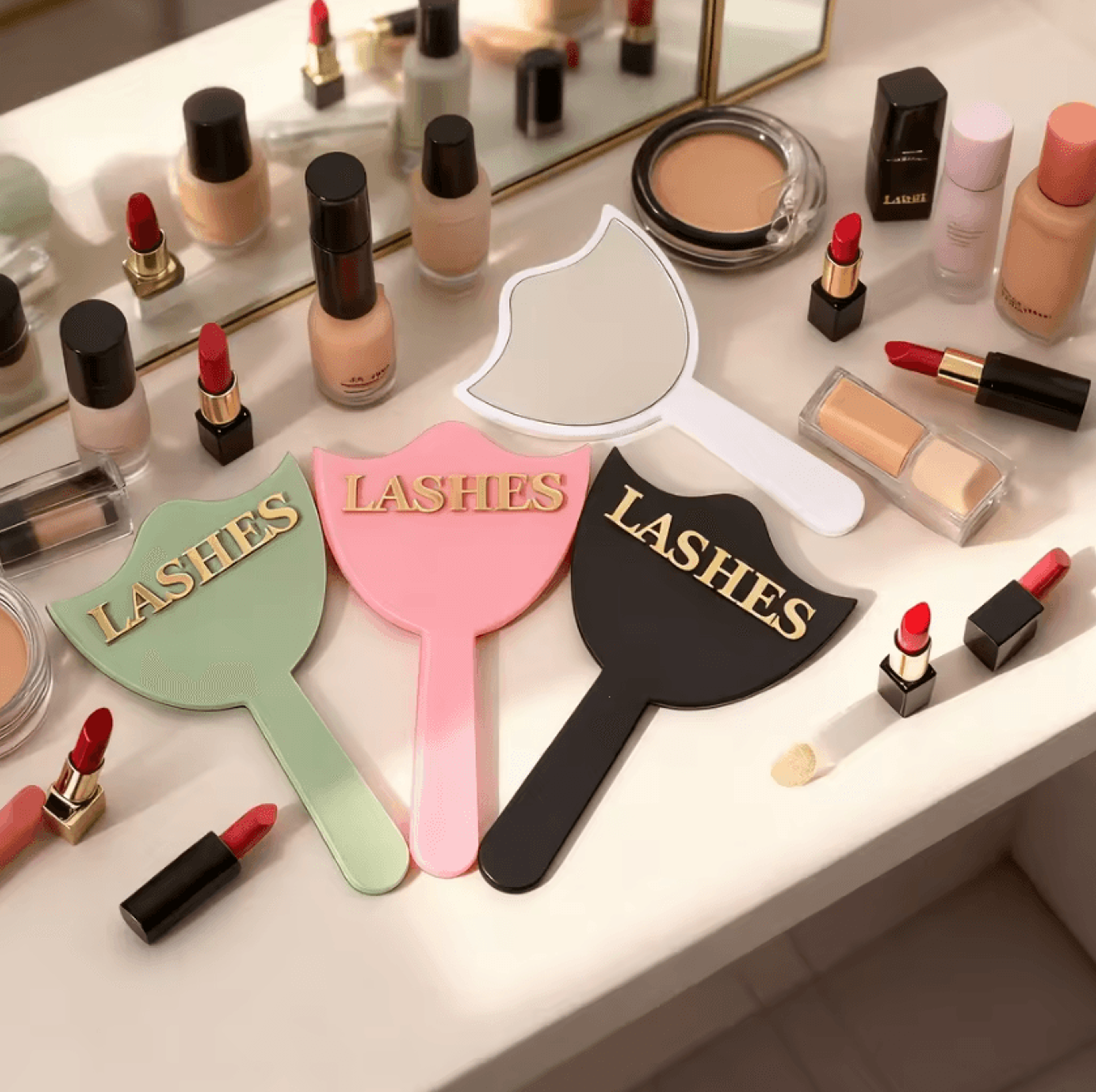 professional acrylic handheld makeup mirror for lash extensions and salon use