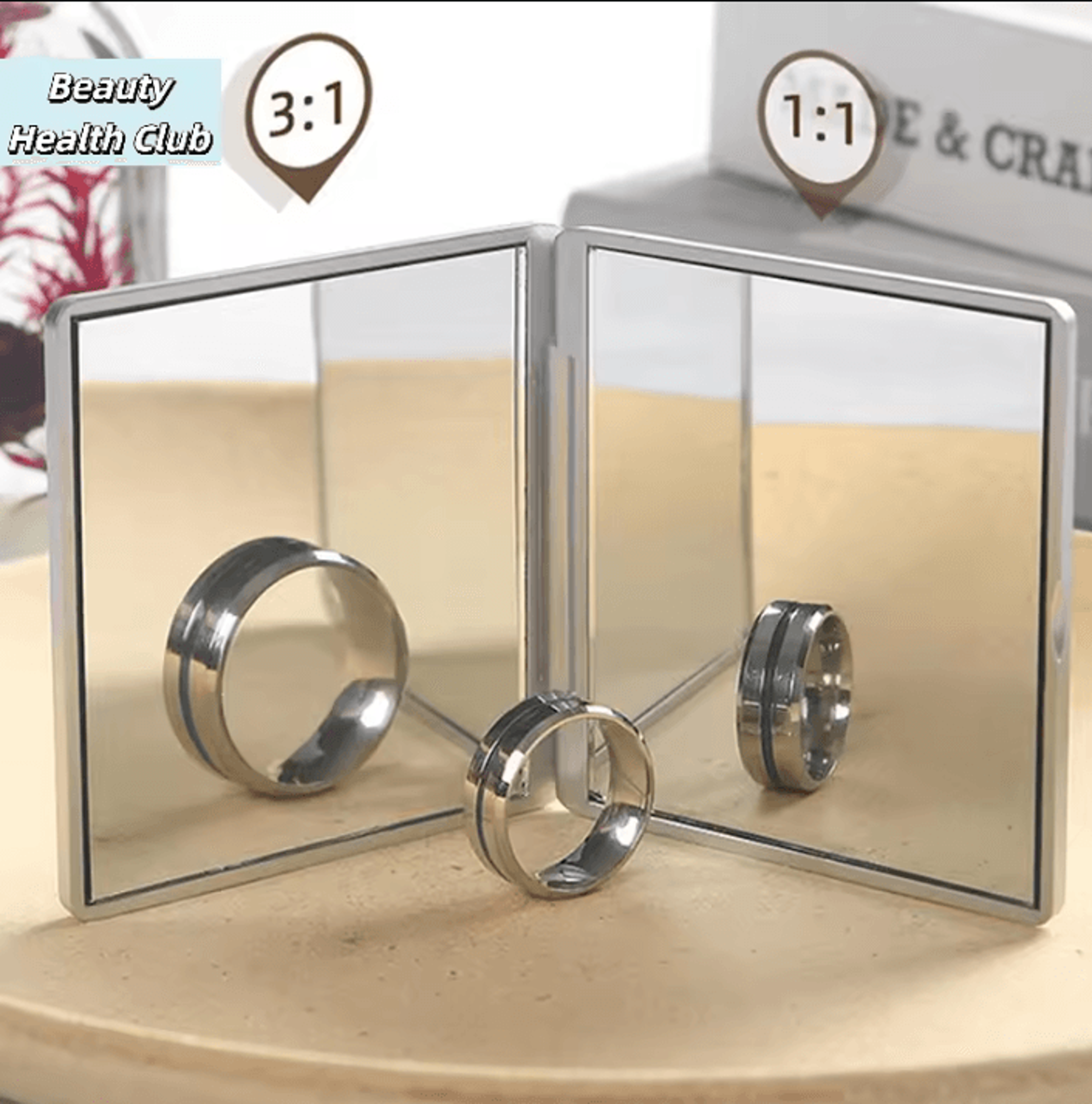retro rose double sided mini pocket makeup mirror