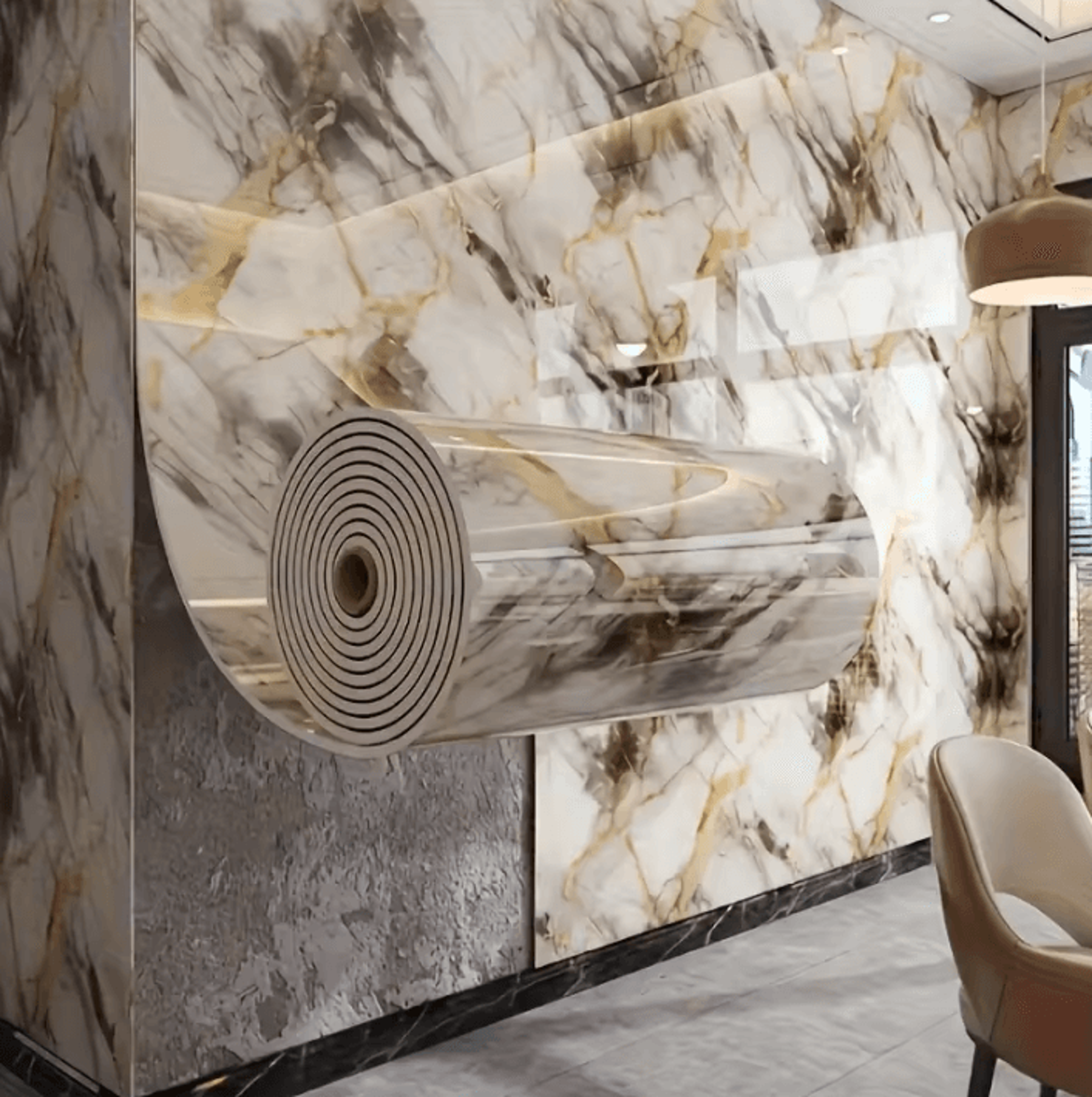 marble thick foam peel and stick waterproof wallpaper
