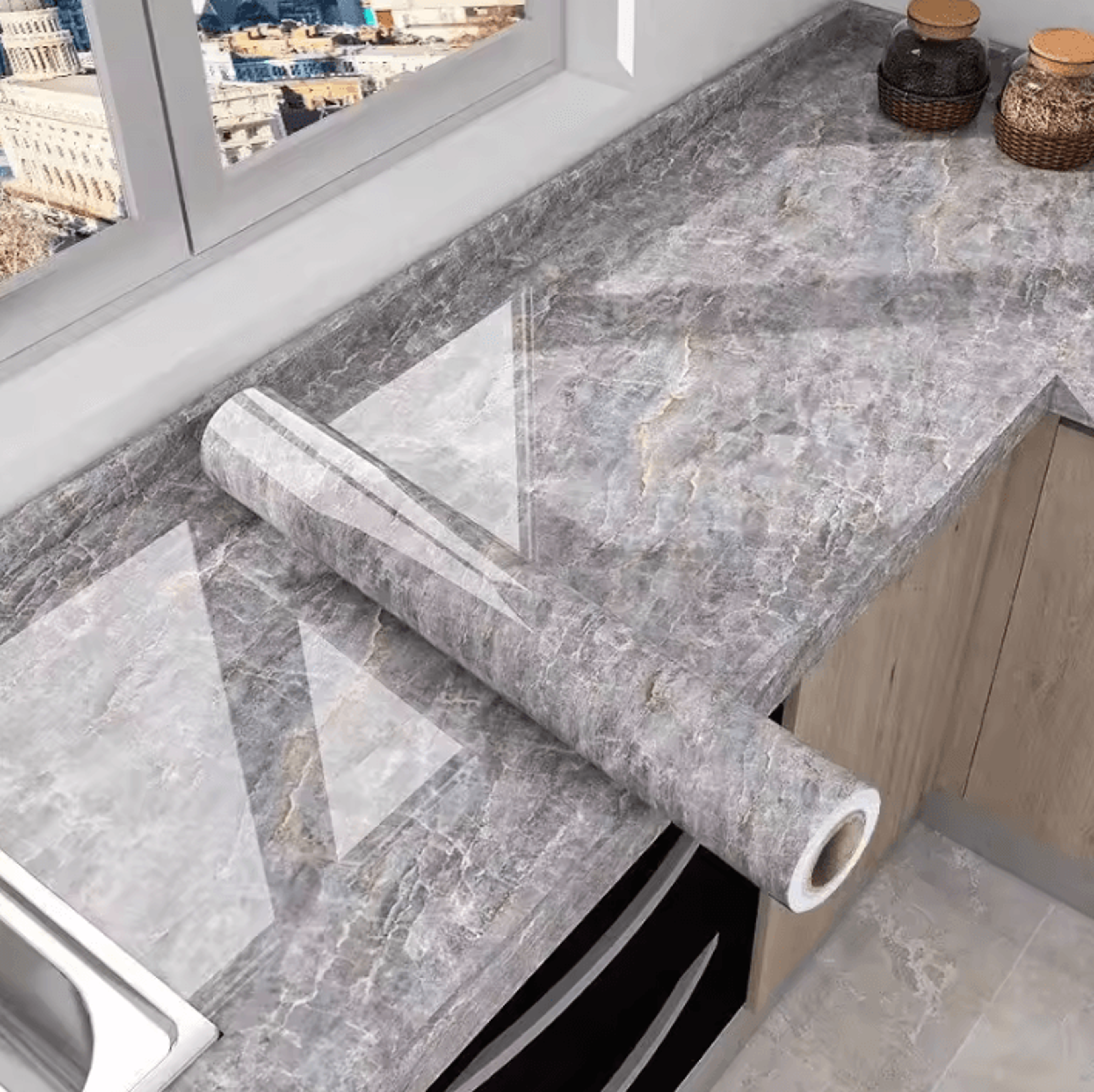 marble peel and stick waterproof kitchen wallpaper