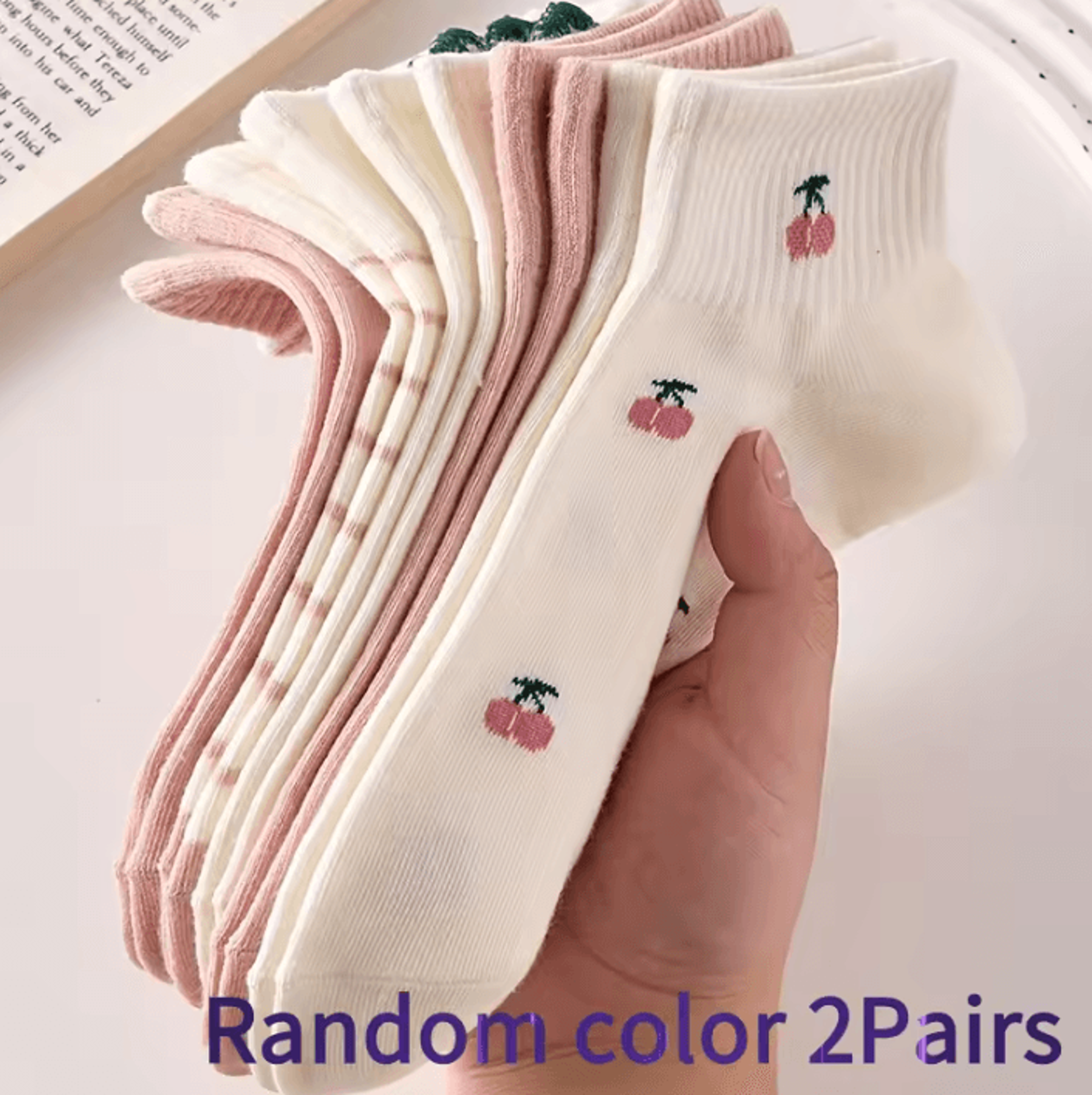 cute cherry strawberry rabbit women's socks 2 pair set