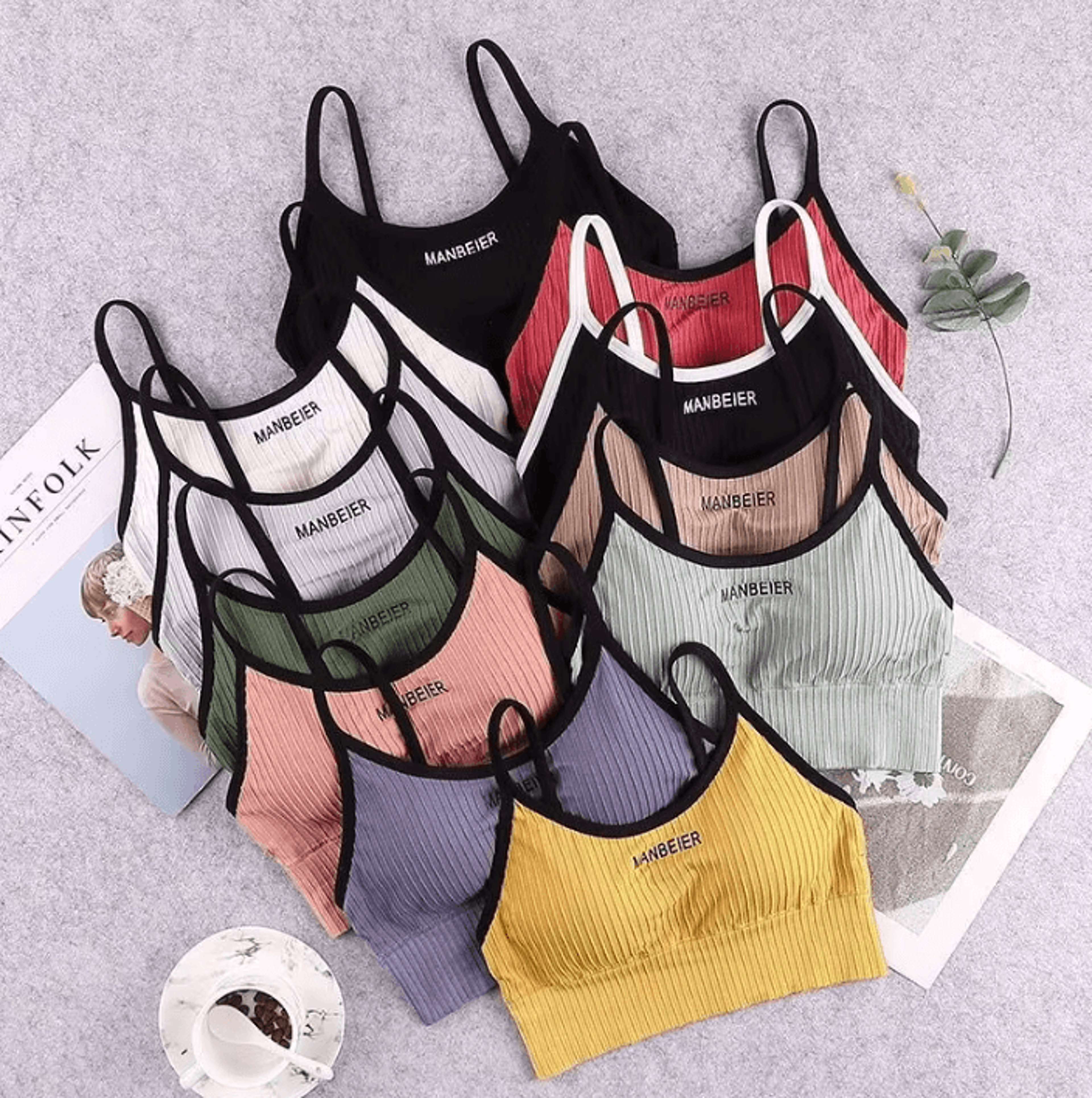soft ribbed cotton sports bra crop top for women