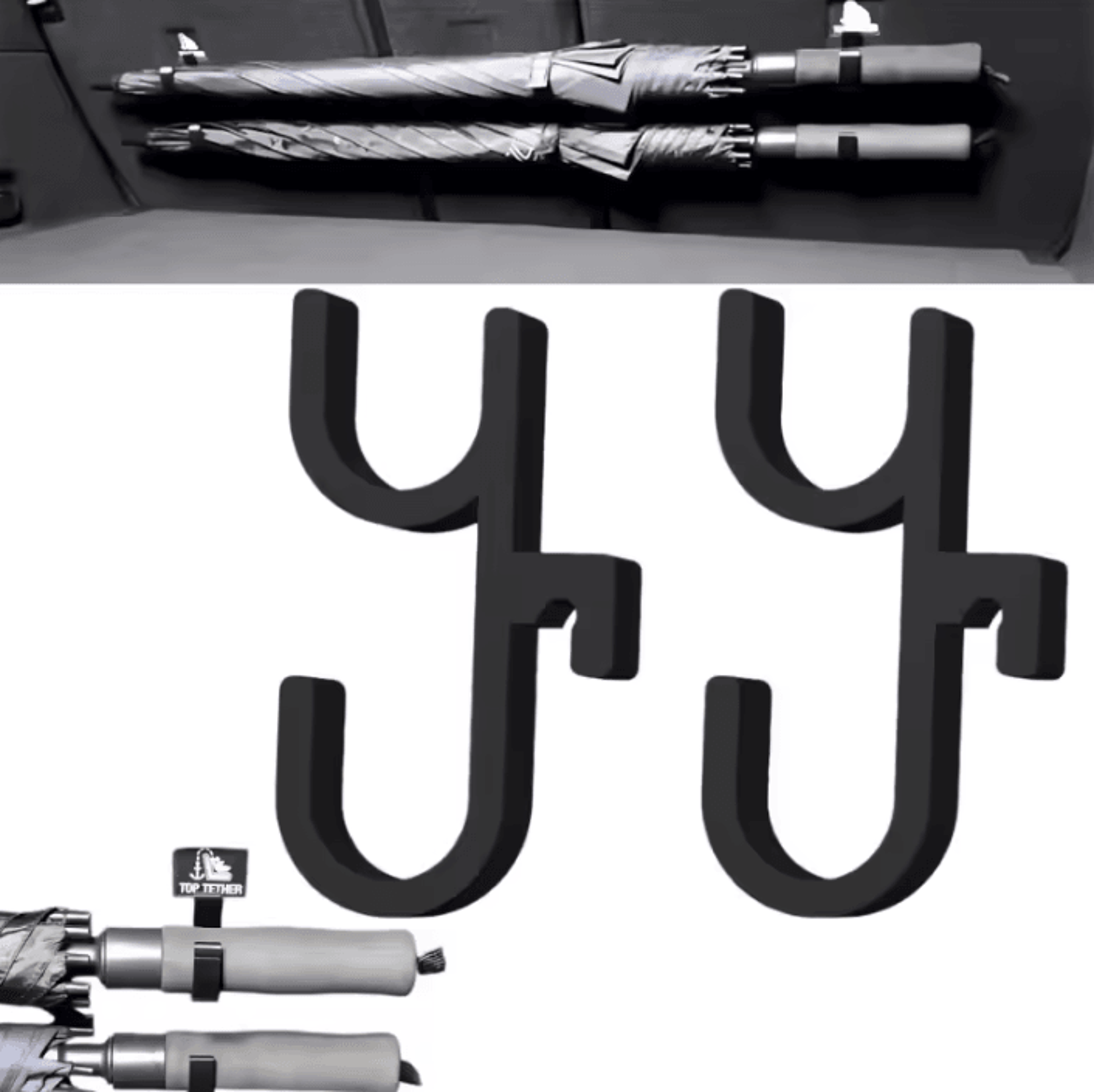 2 piece no drill car umbrella holder hooks