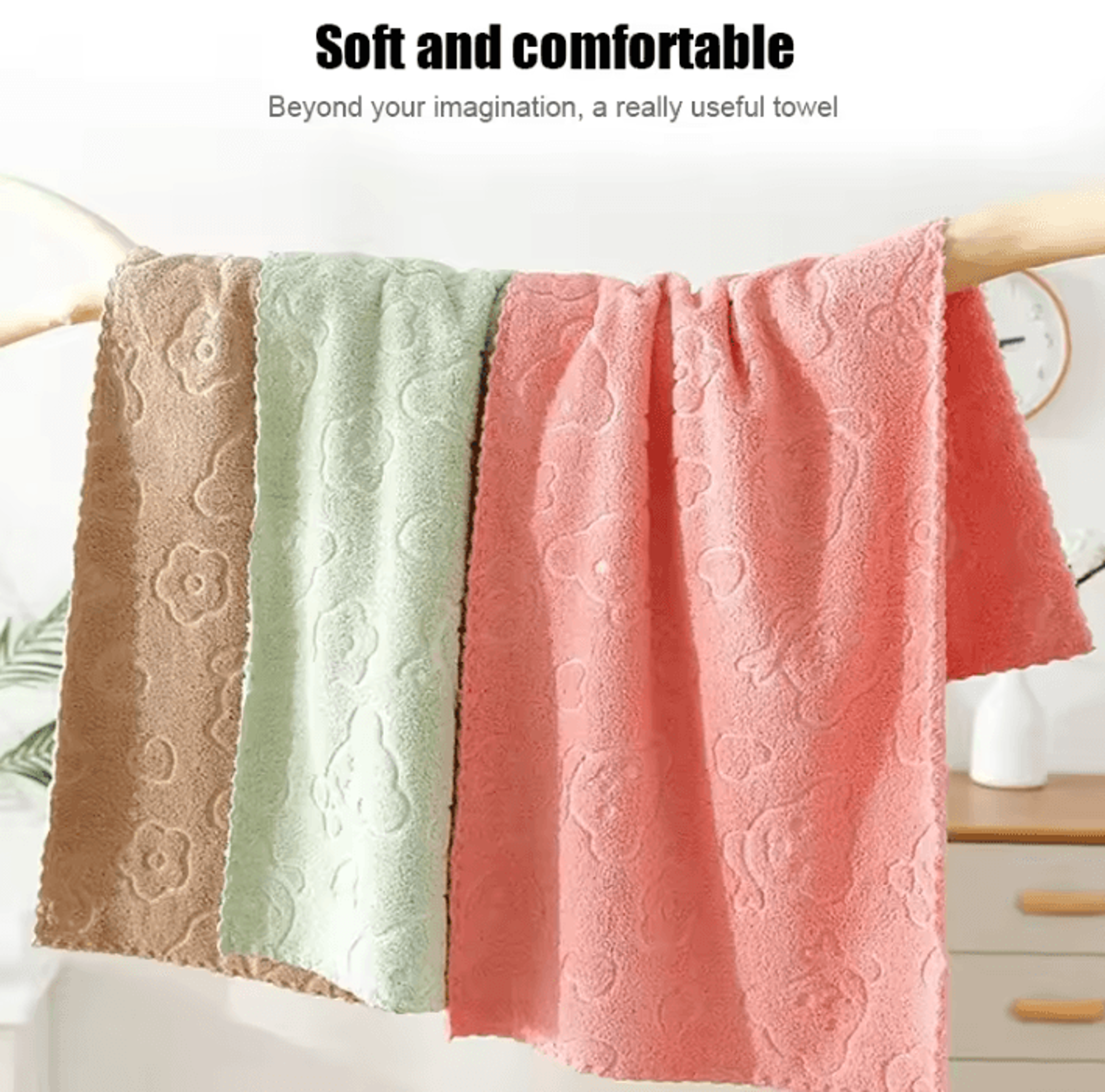 5 piece soft coral fleece quick dry face towel set