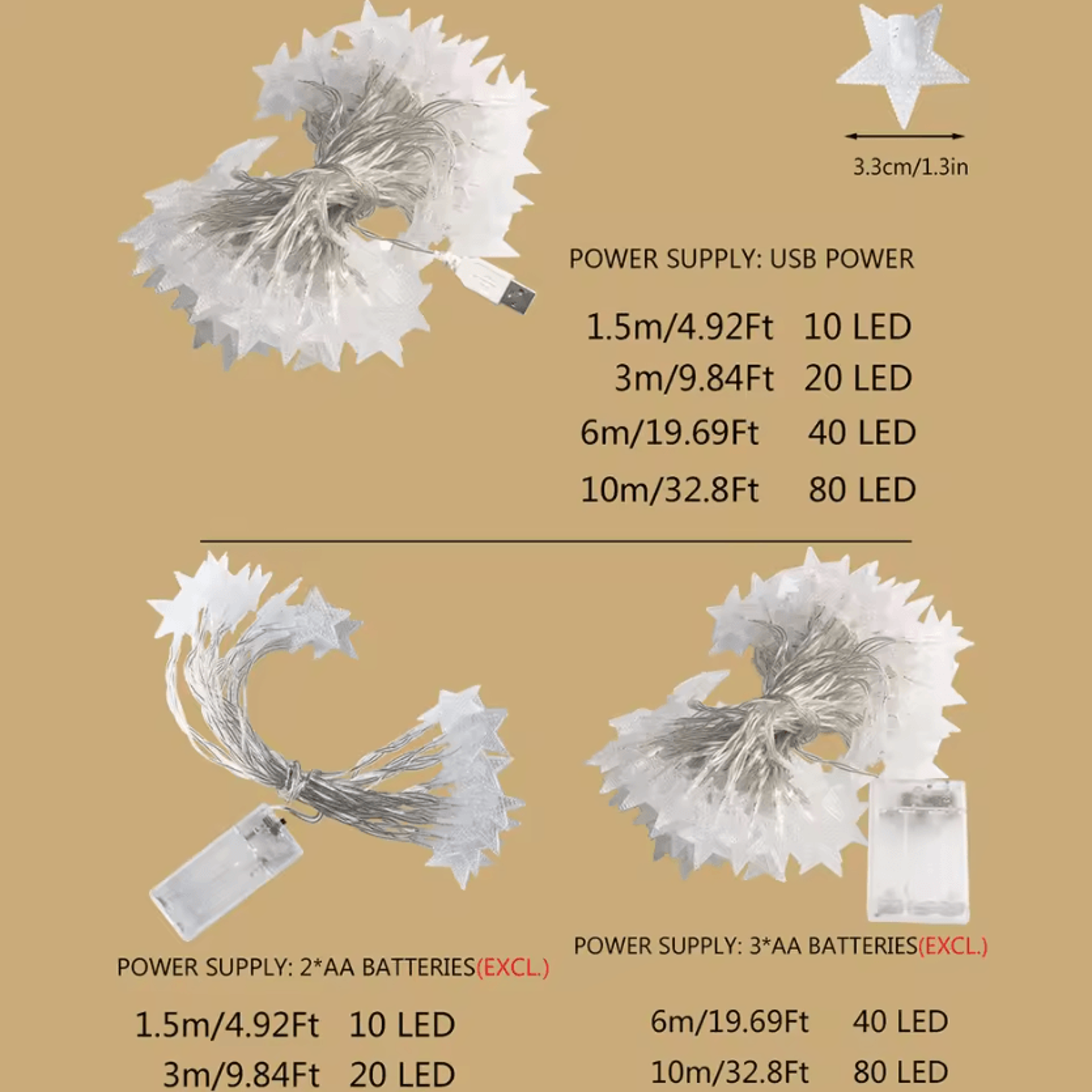 led star fairy string lights for indoor and outdoor decor