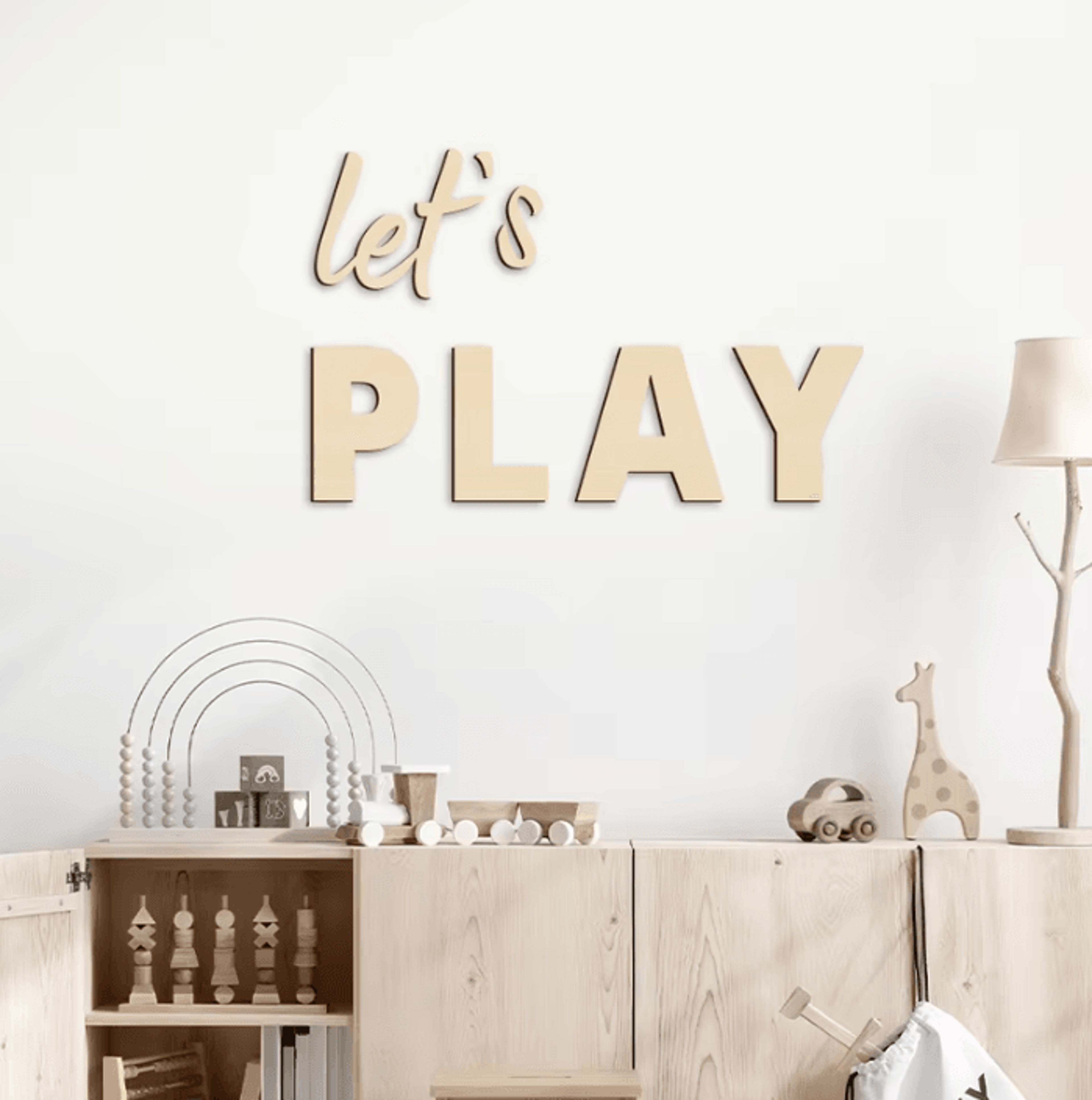 let's play wooden wall sign for kids room decor