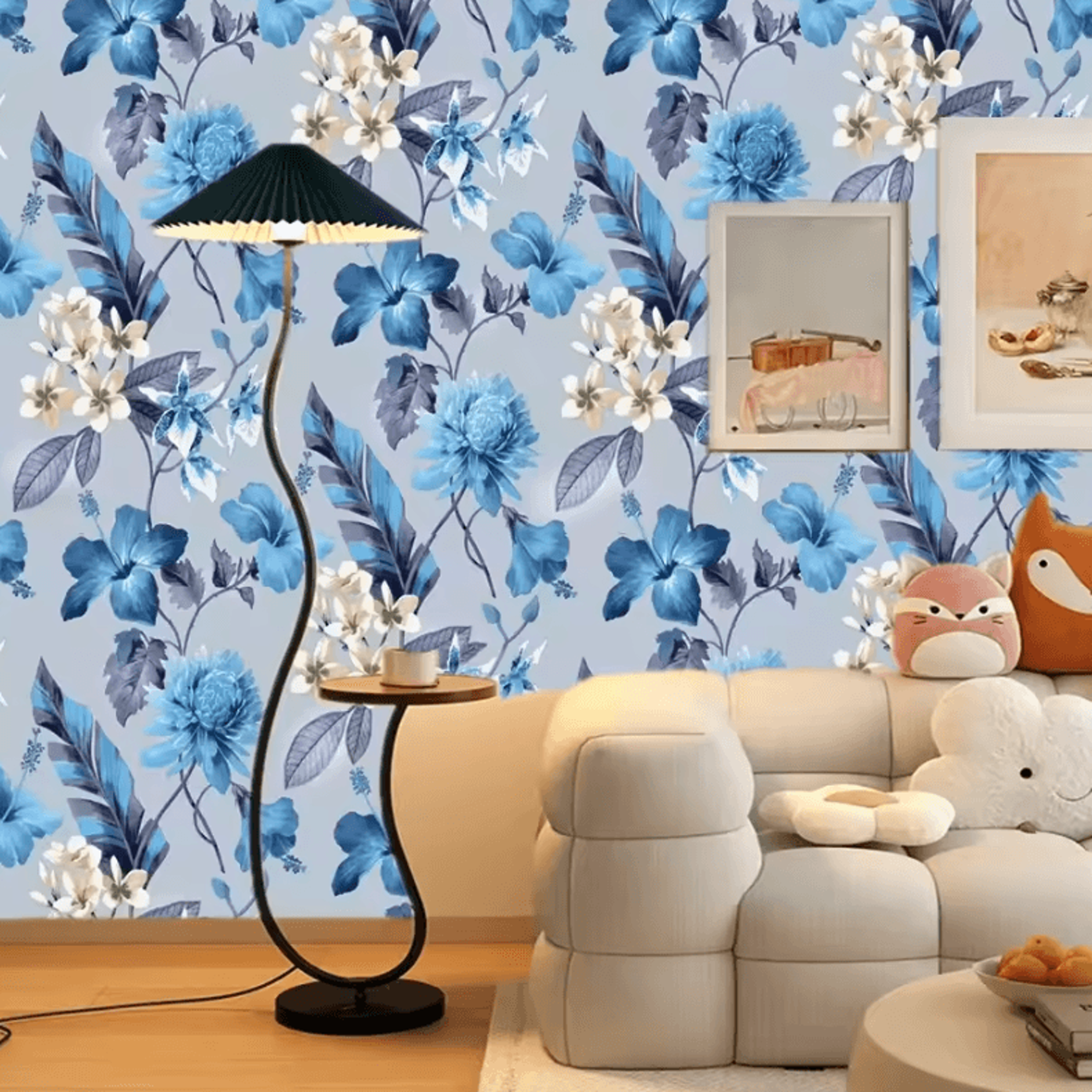 green plant and floral peel and stick wallpaper