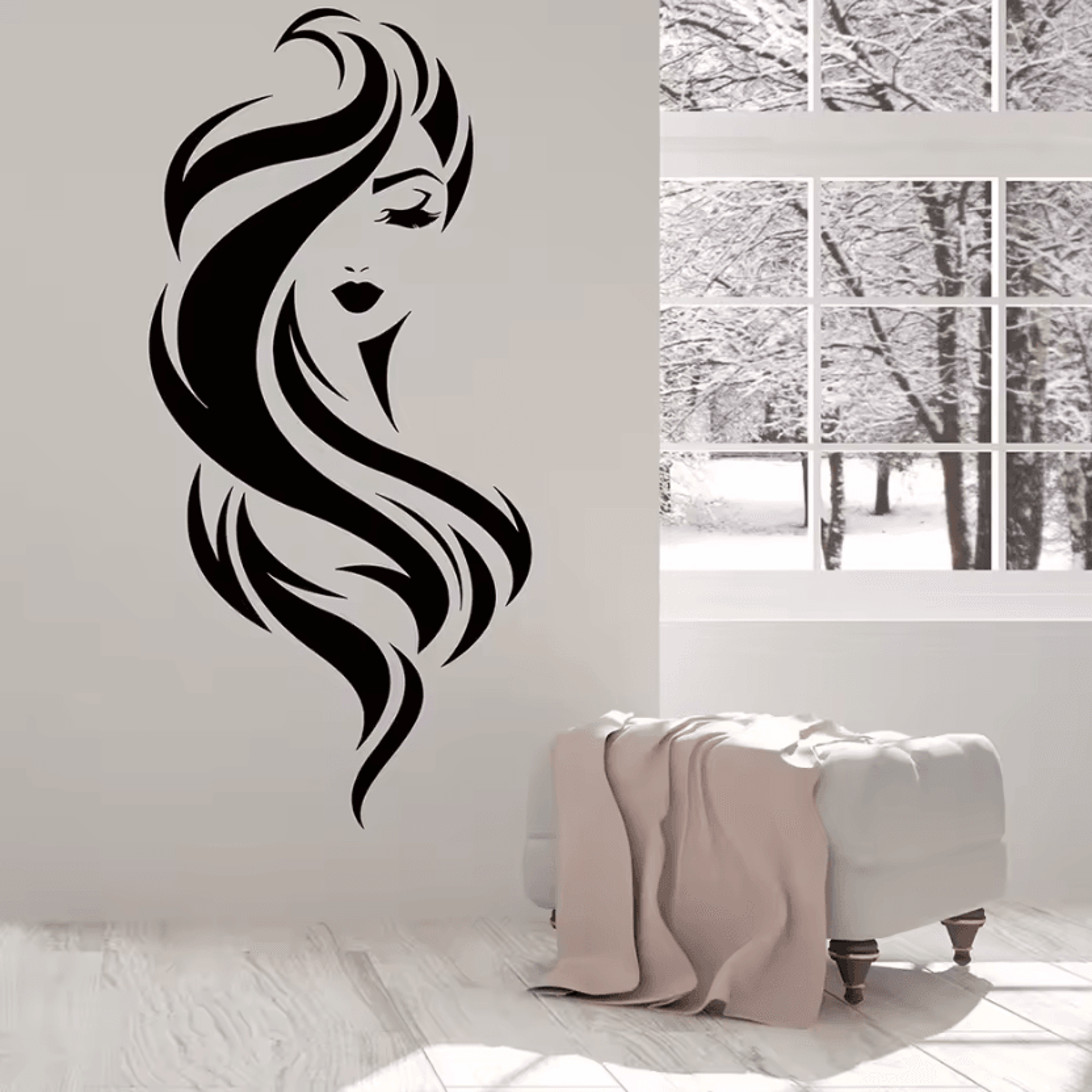 beautiful woman face beauty salon vinyl wall decal