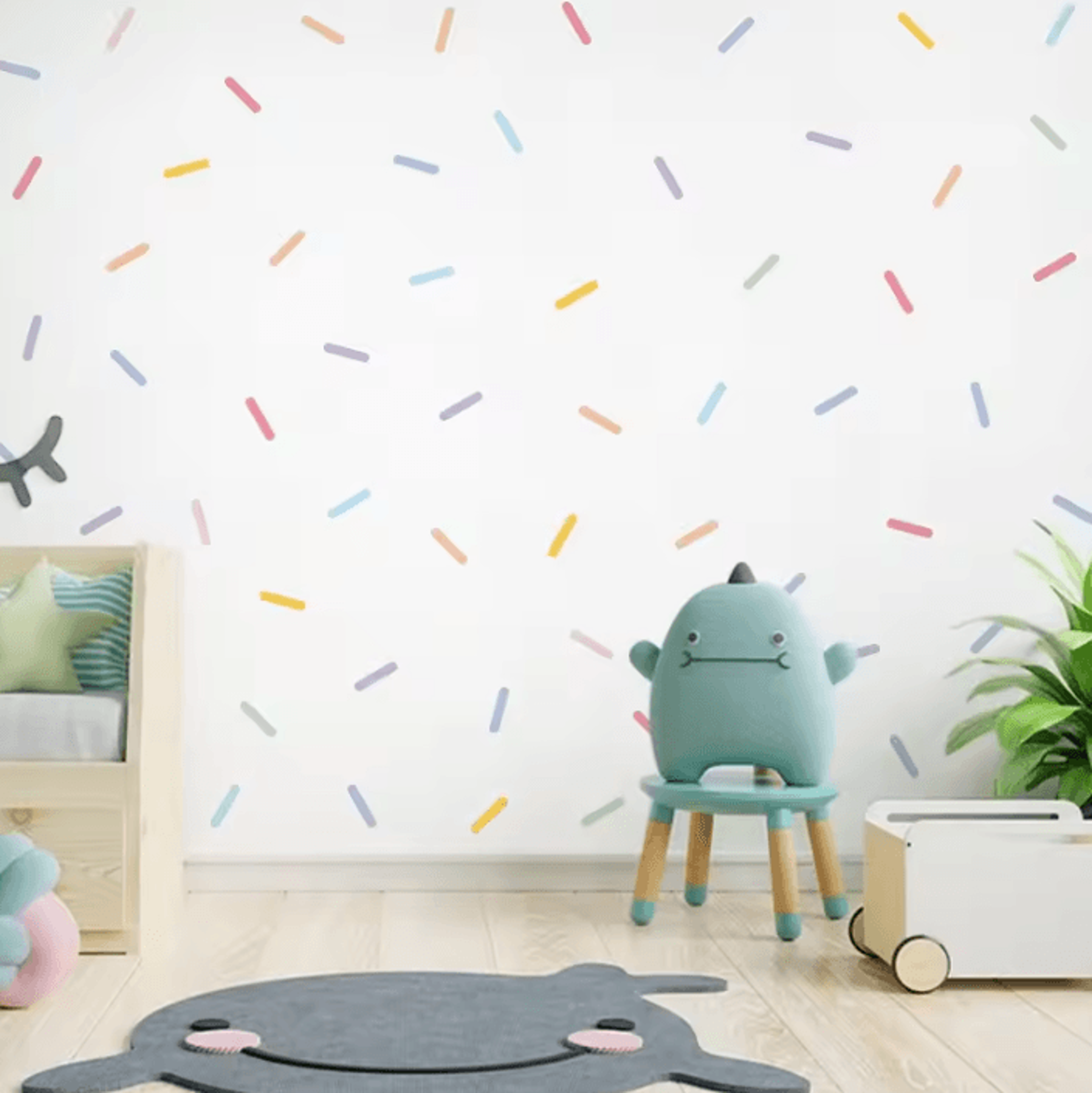 scandinavian colorful confetti wall decals for kids room and nursery
