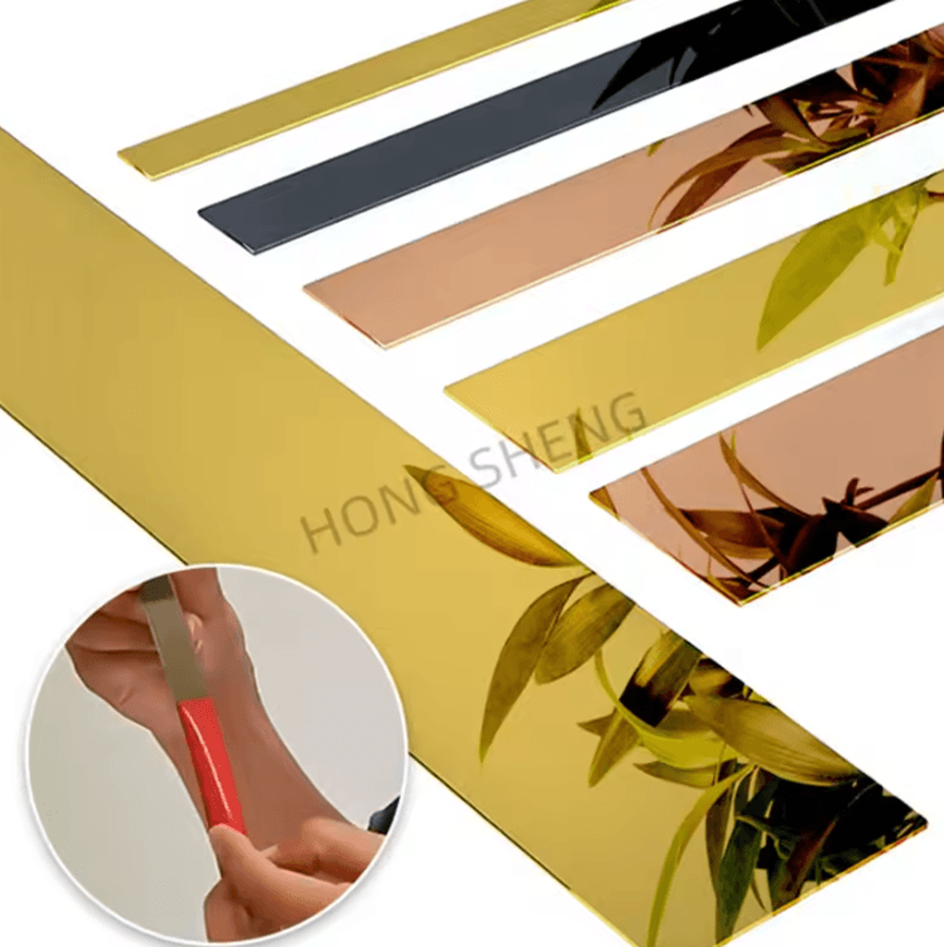 2.44m gold self adhesive stainless steel decorative wall trim